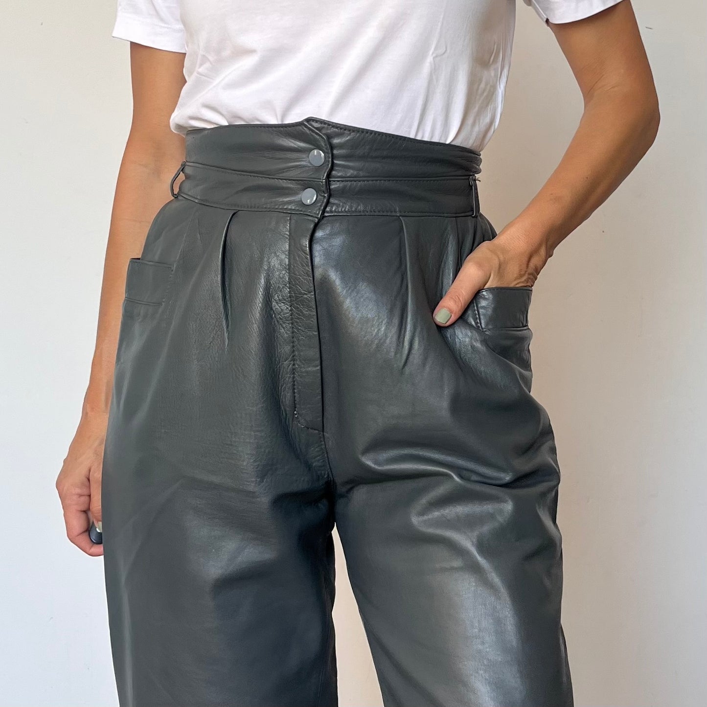 Gray Leather trousers
