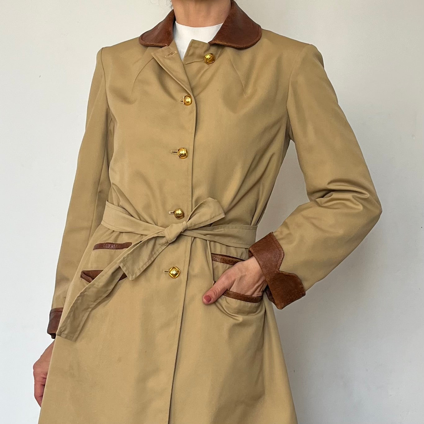 Vintage Trench Coat with belt & hood