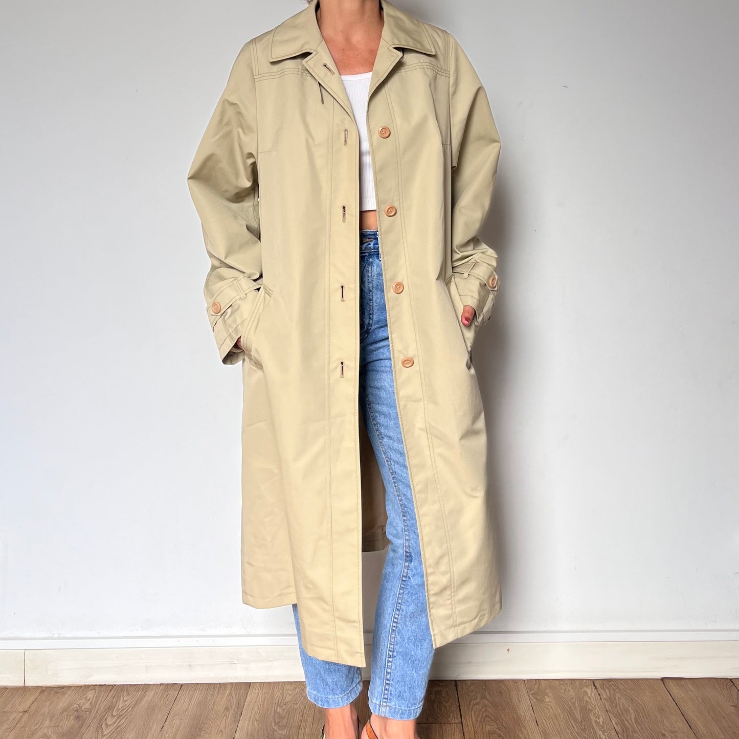 Vintage Waterproof Beige Trench Coat