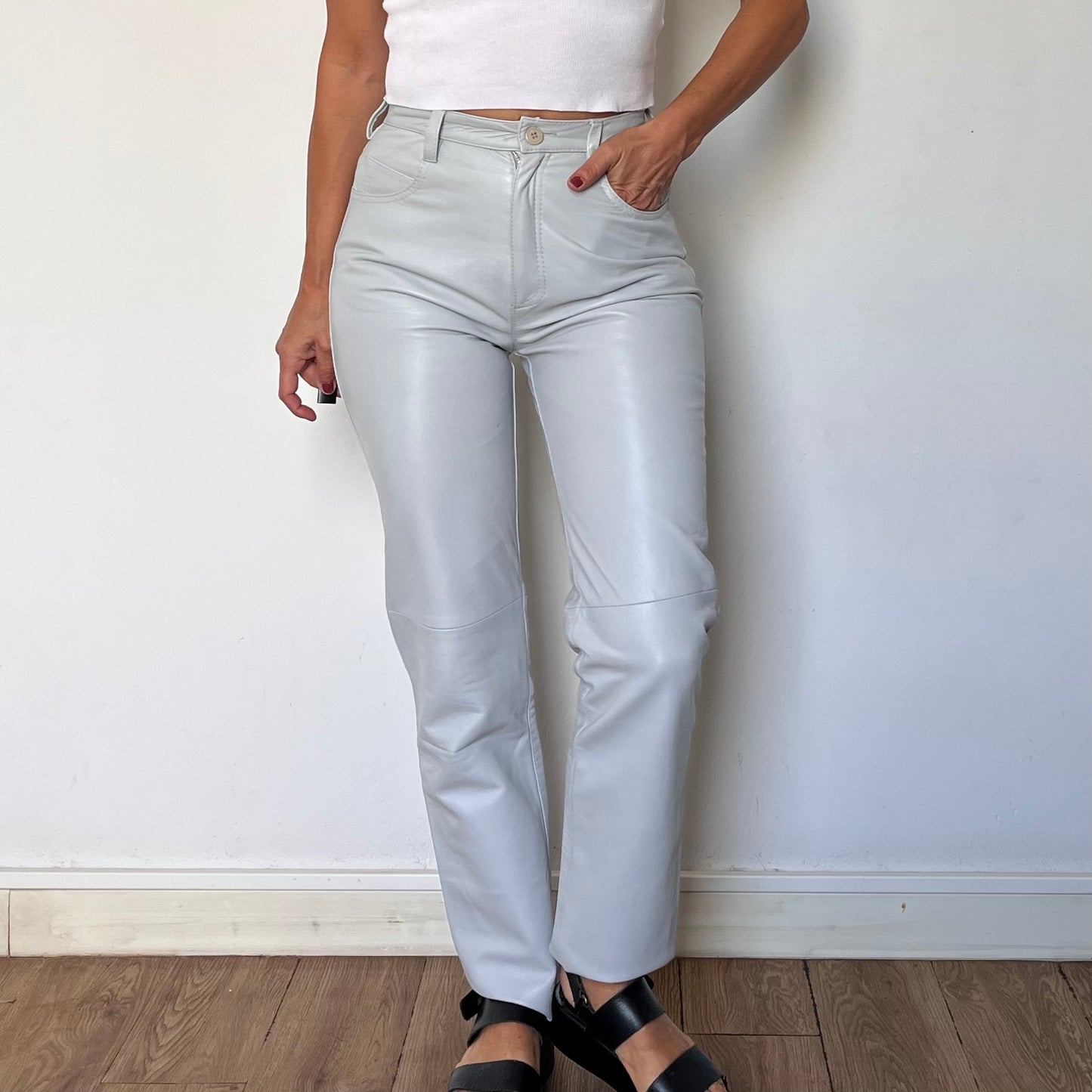 Gray Leather trousers