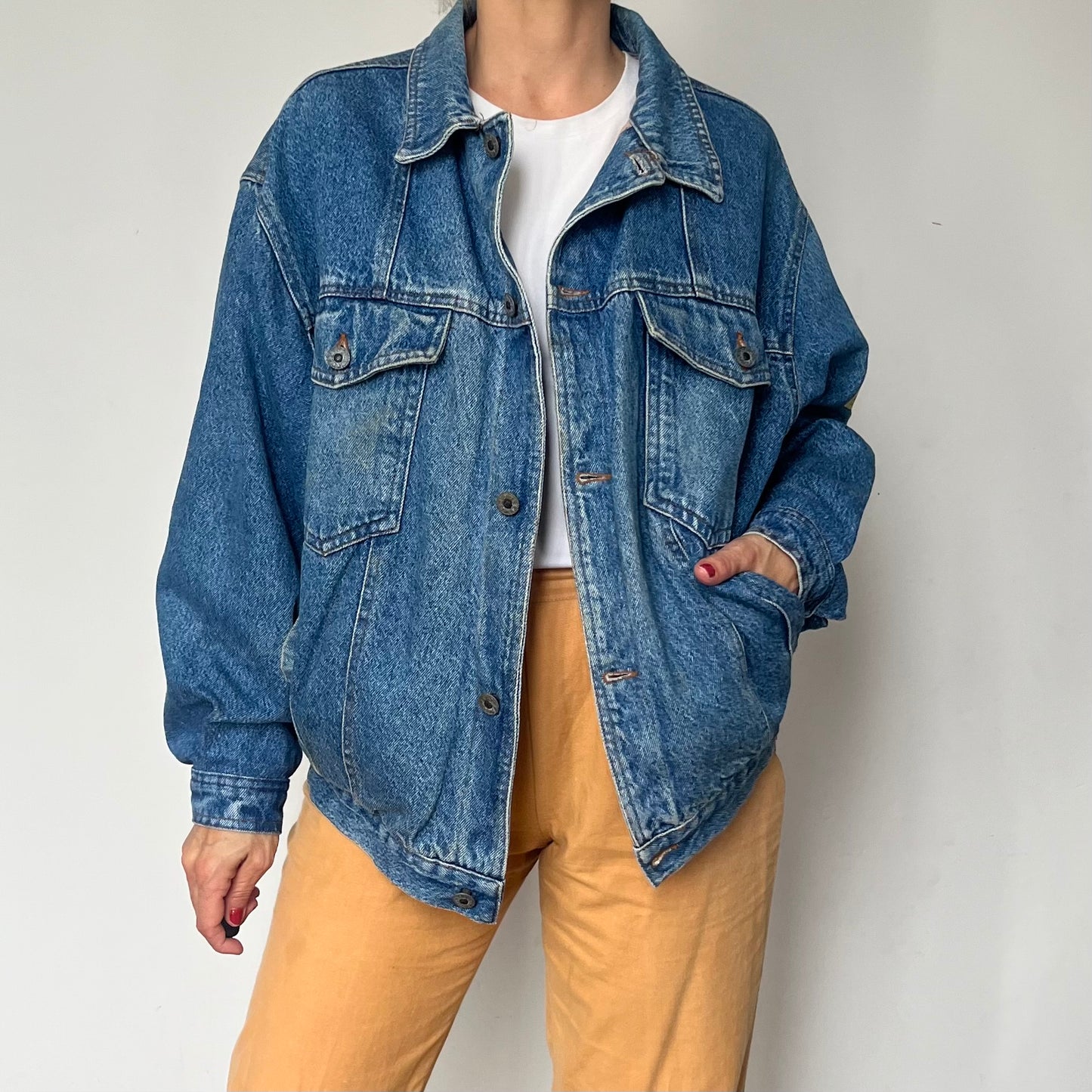 Vintage bomber blue Denim cotton jacket