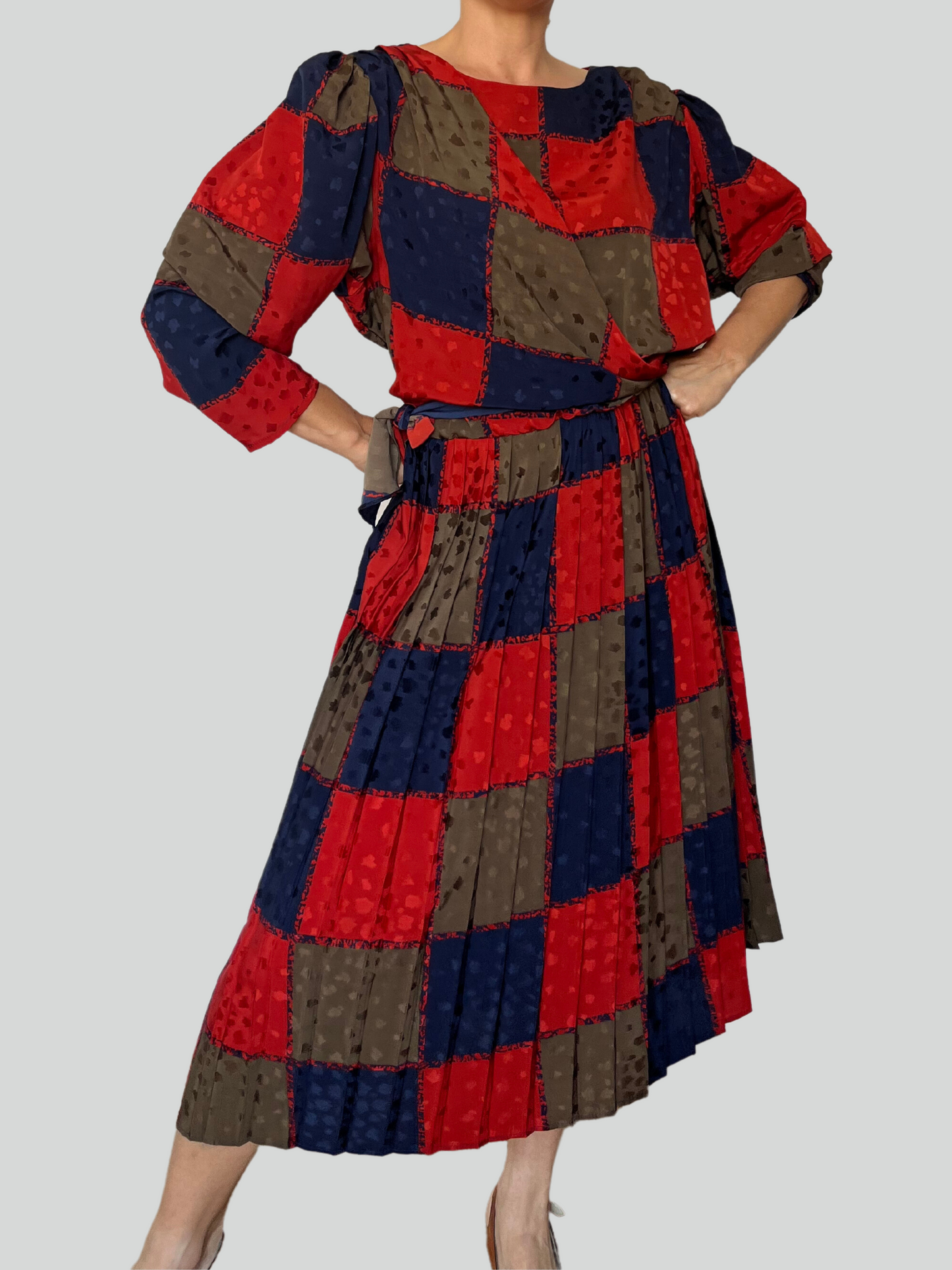 Vintage Wrap Plaid Dress
