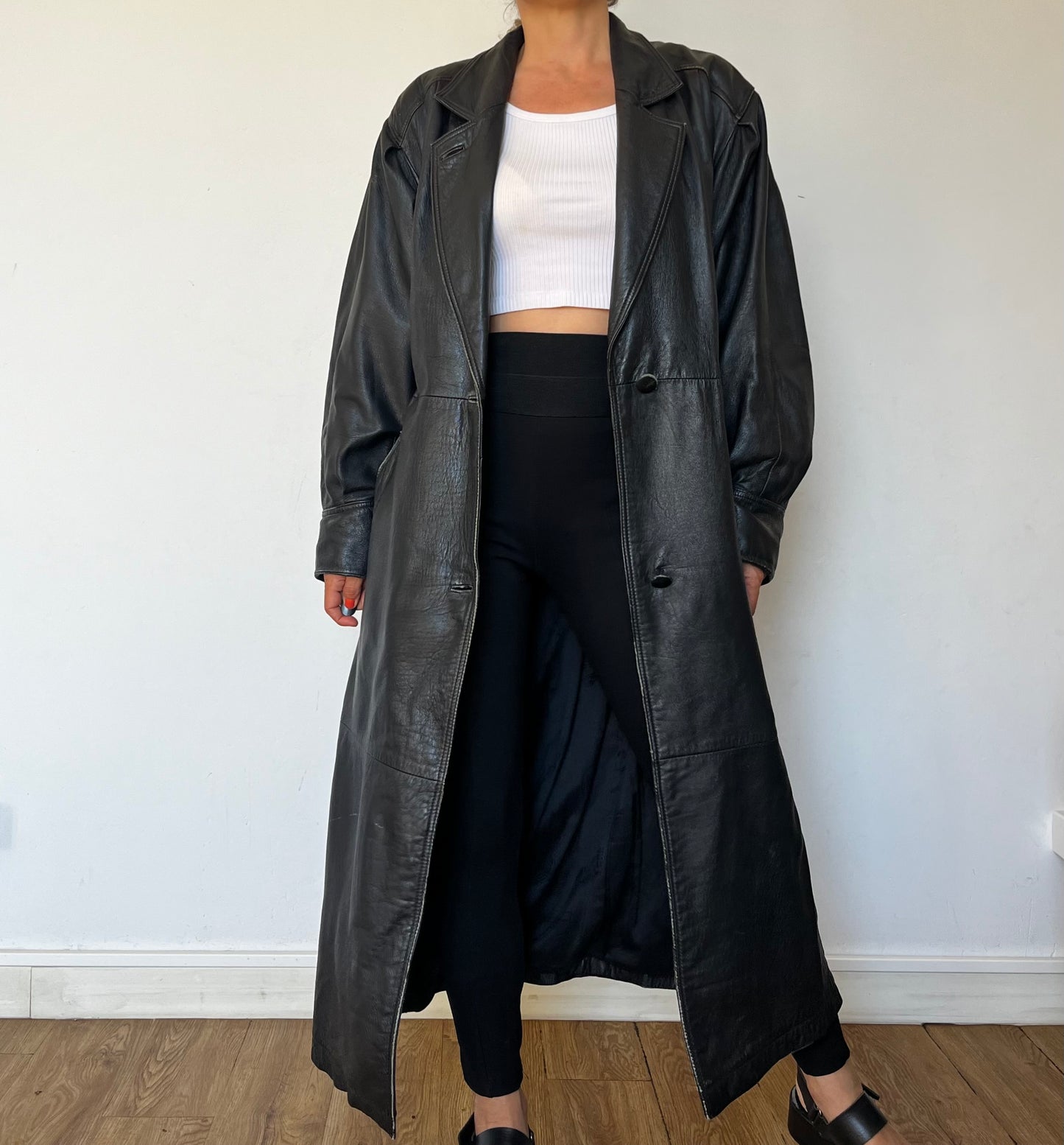 Vintage long trench coat with belt