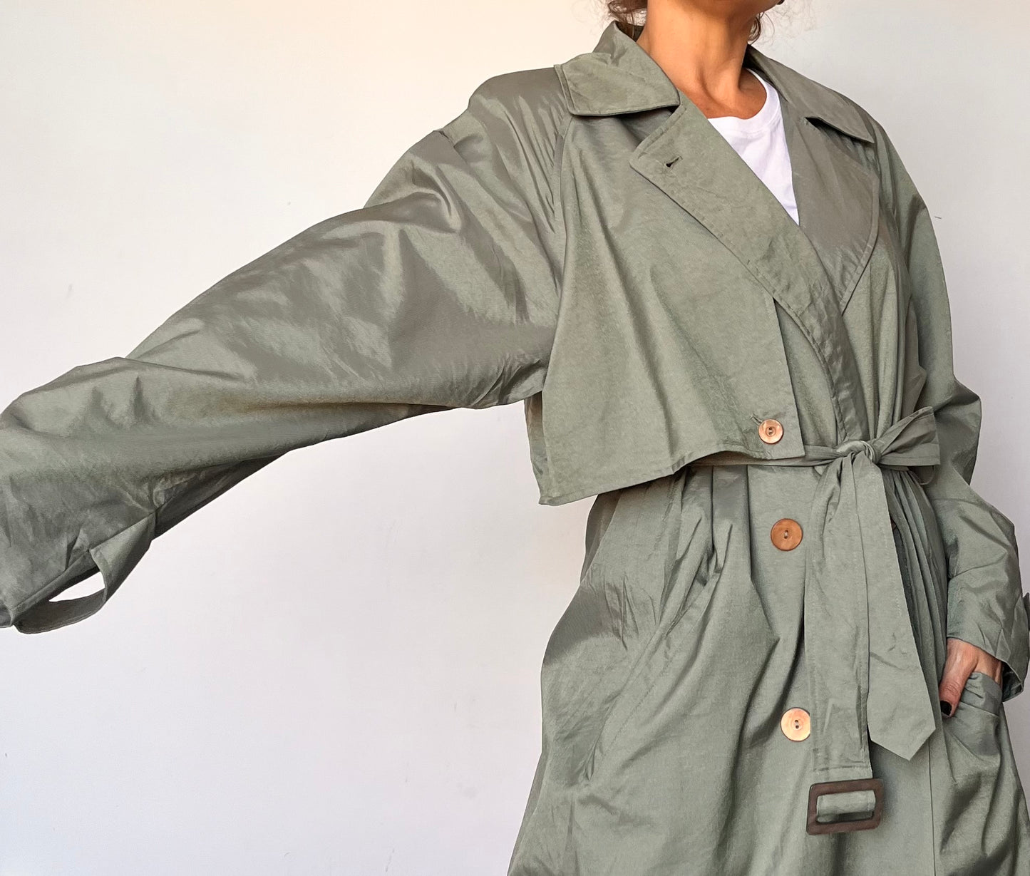 Vintage green Long Trench Coat