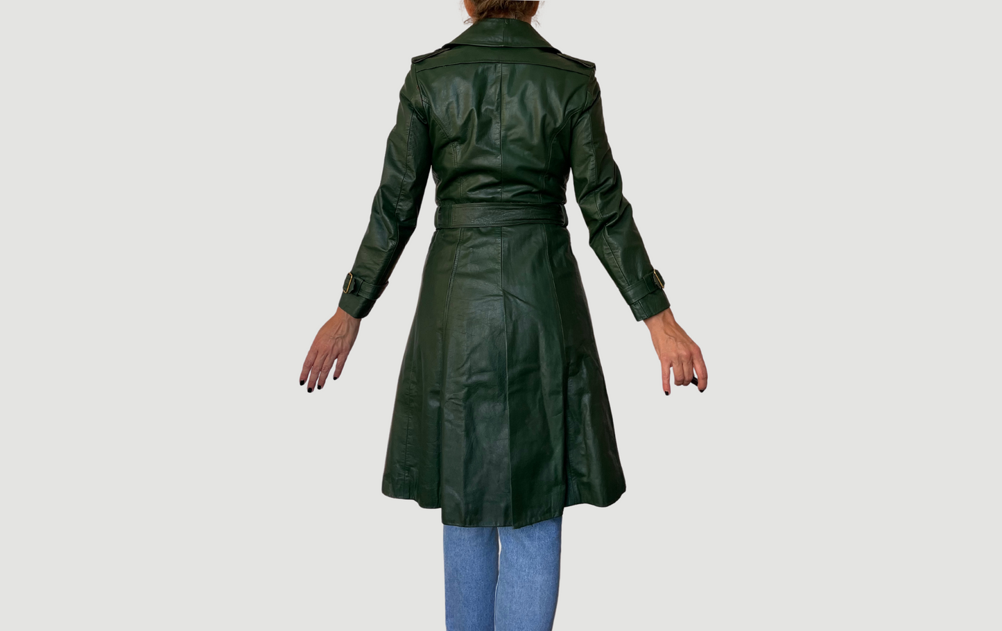 Vintage green trench coat with belt