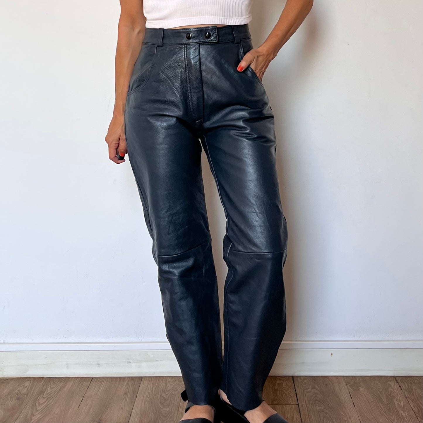 Blue Leather trousers