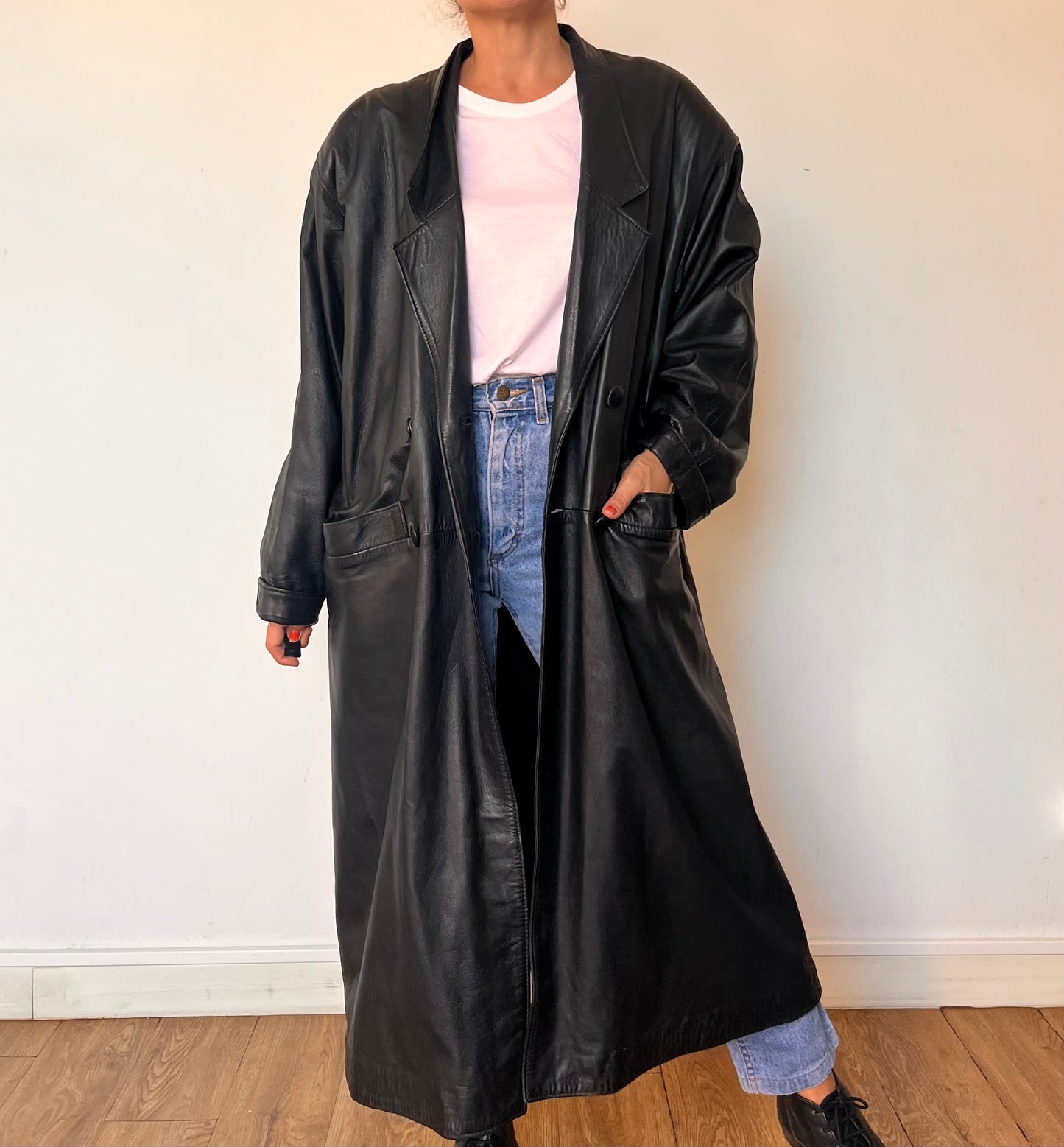 Vintage long trench coat with belt