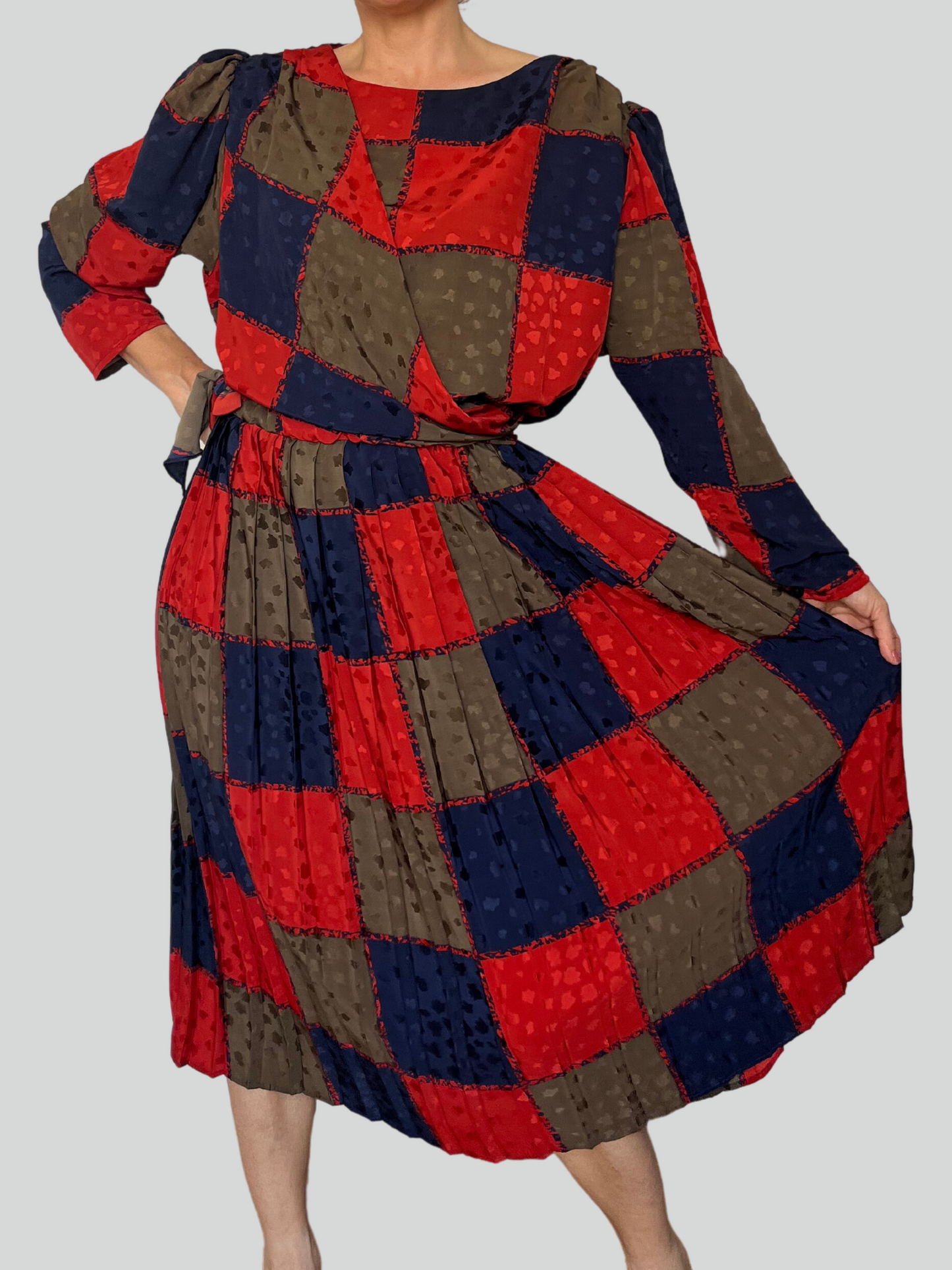 Vintage Wrap Plaid Dress