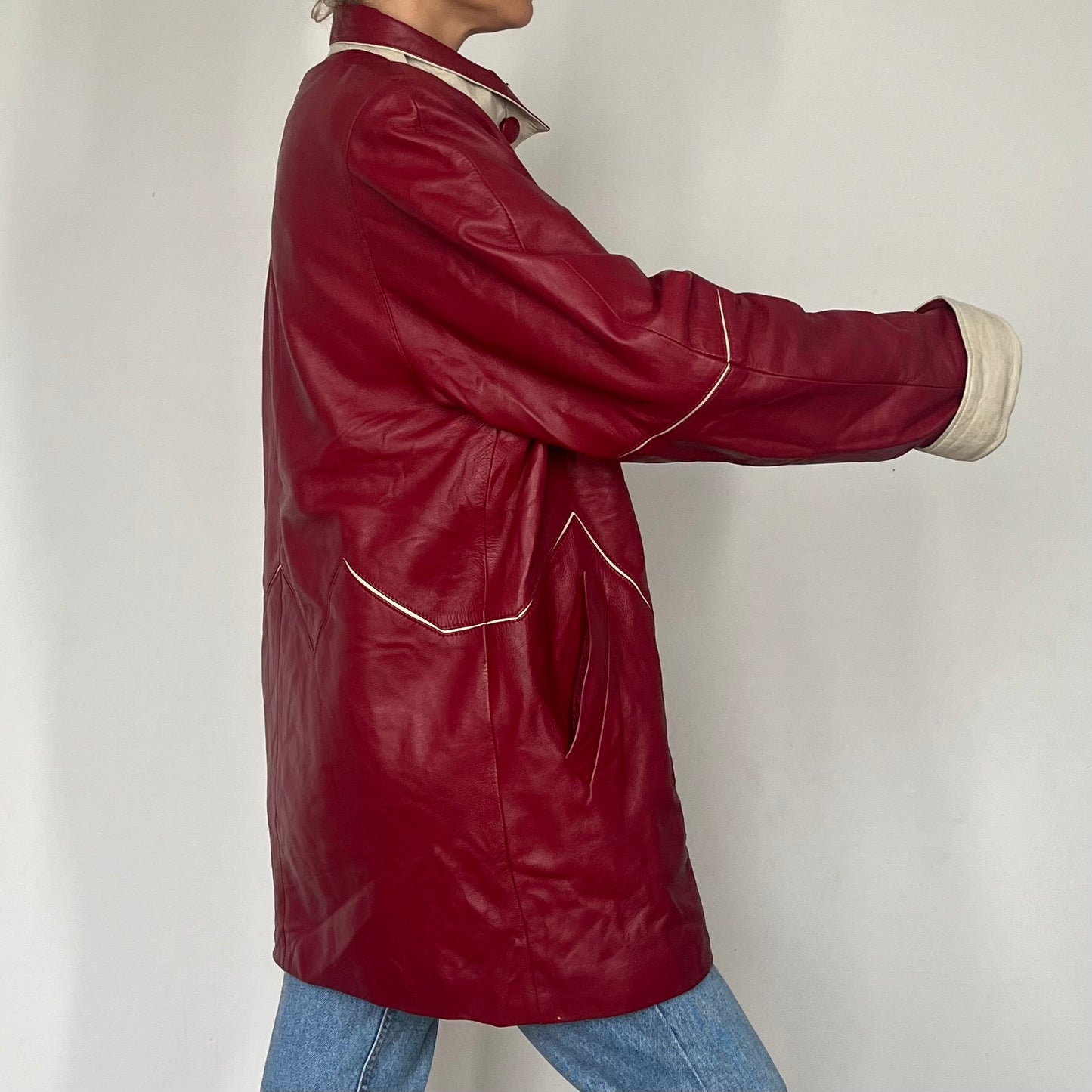 Vintage Red & White leather jacket