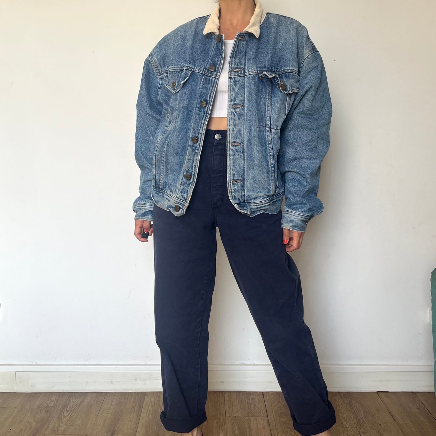 Vintage bomber blue Denim cotton jacket