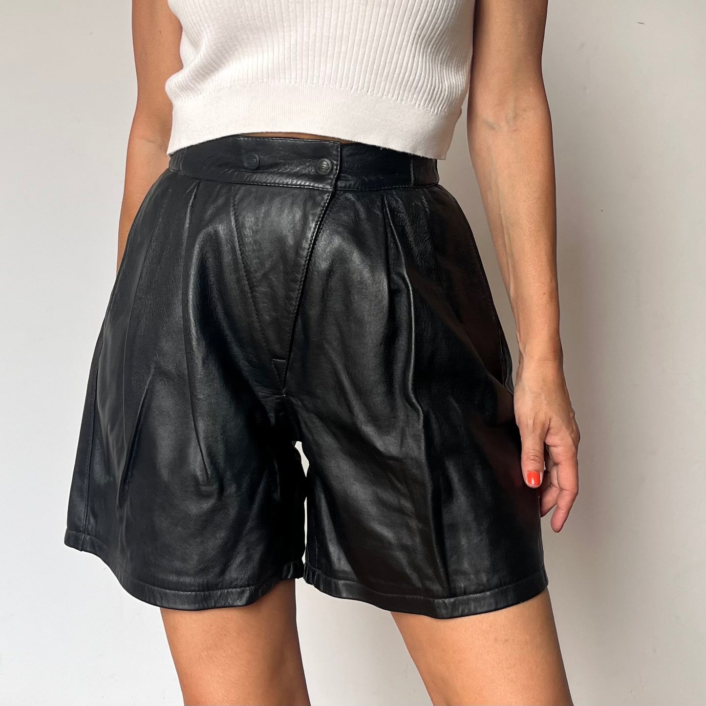 Black Leather bermudas