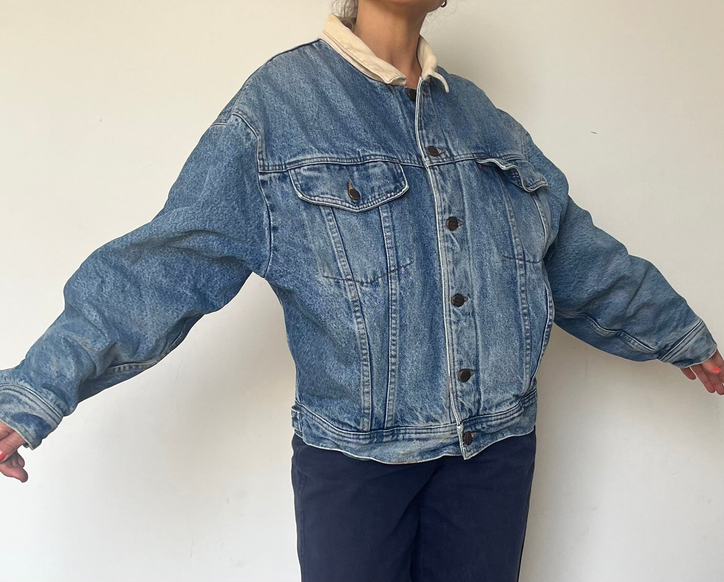 Vintage bomber blue Denim cotton jacket