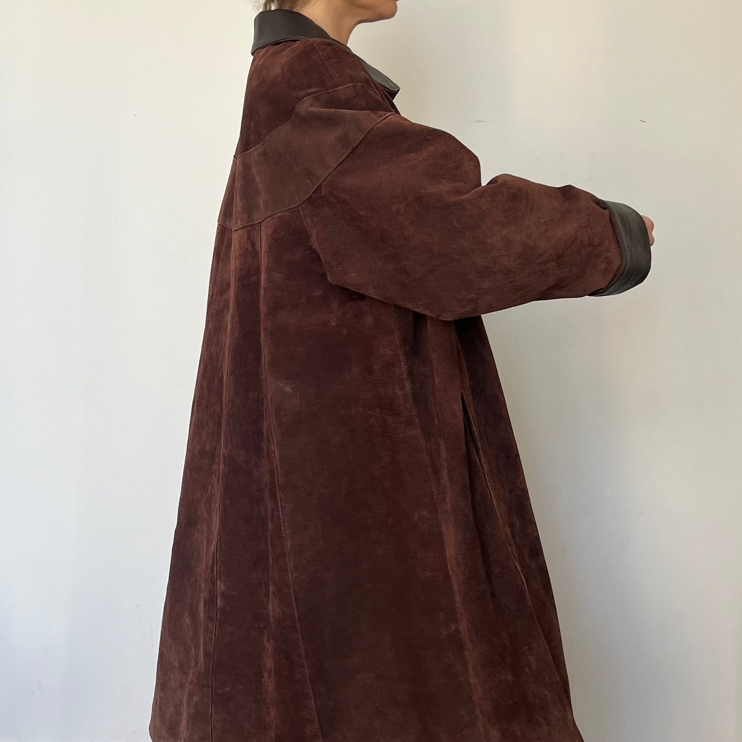 Vintage Brown Suede Leather Coat
