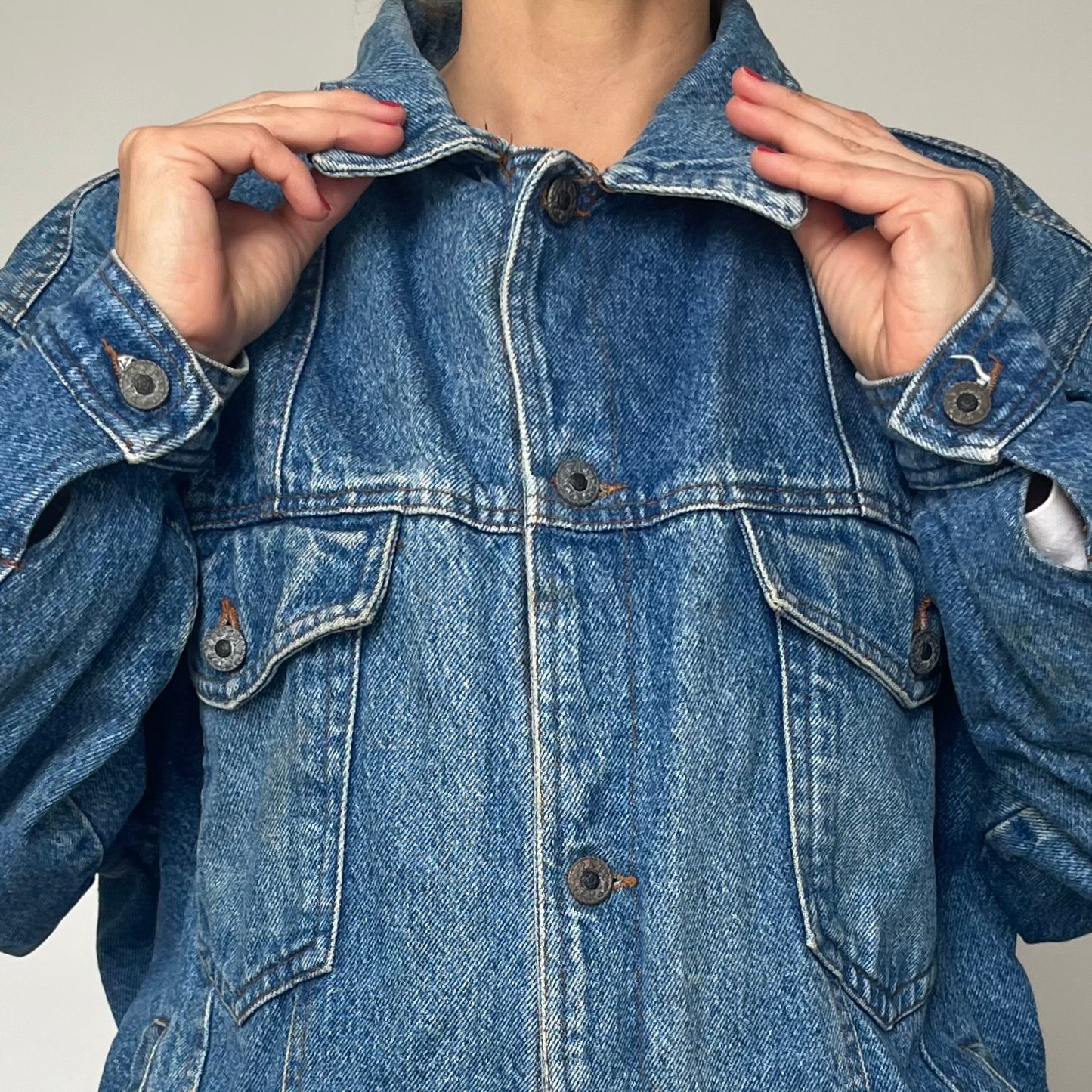 Vintage bomber blue Denim cotton jacket