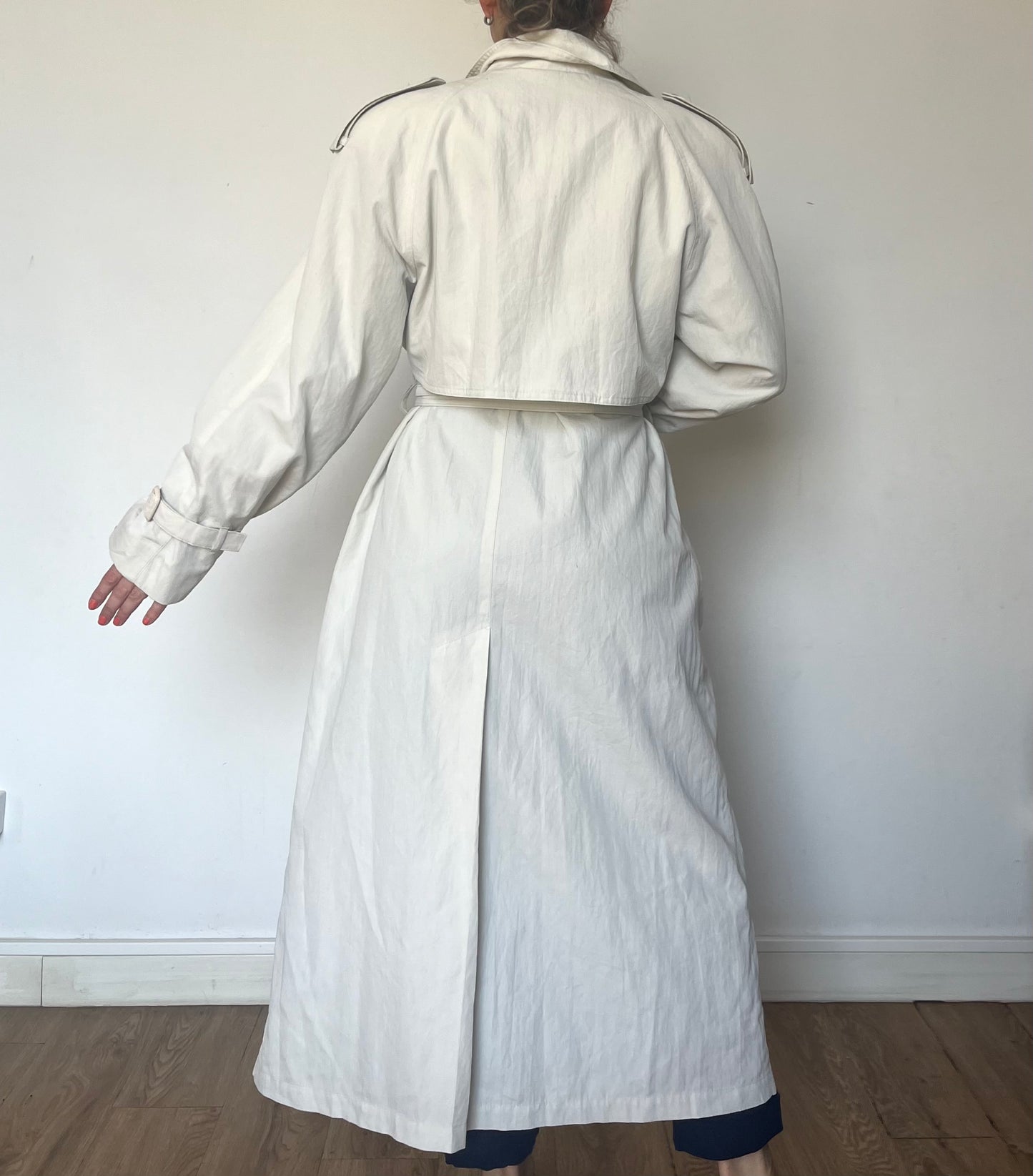 Vintage Ivory Long Trench Coat