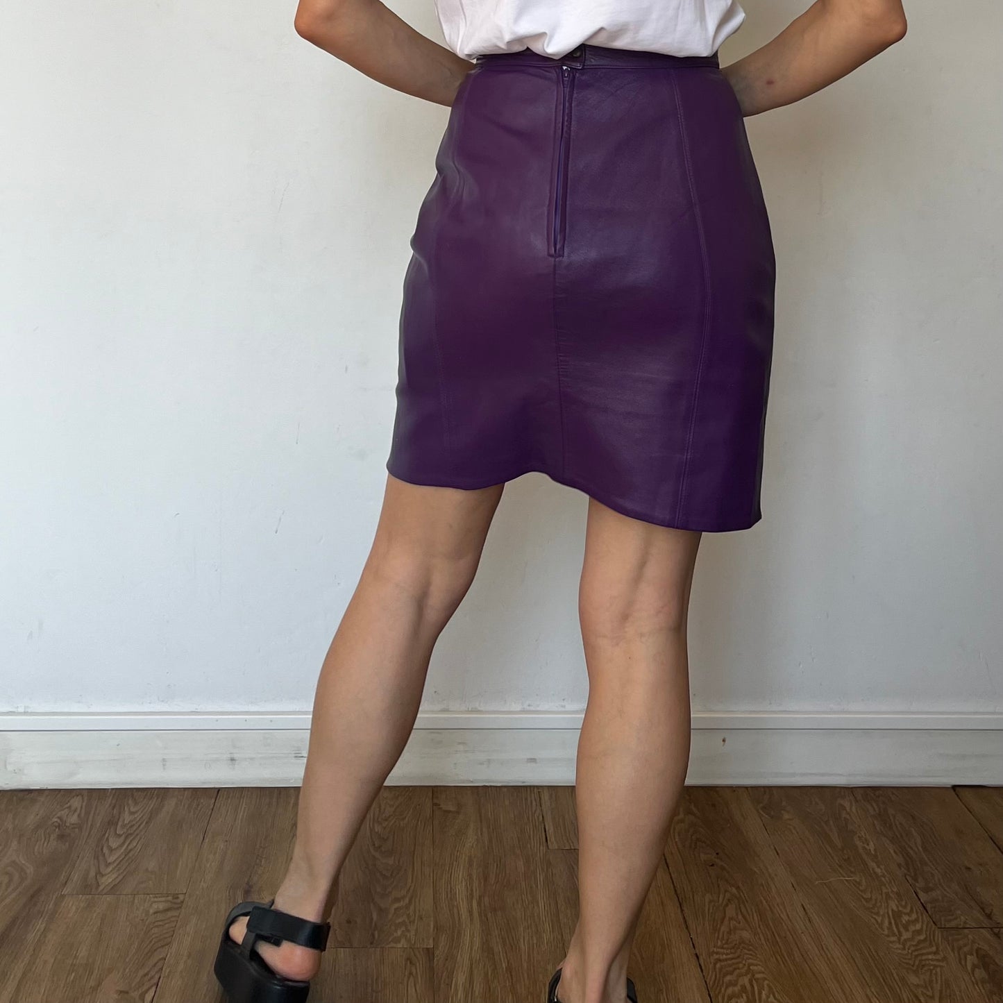Vintage Purple Leather Pencil Skirt