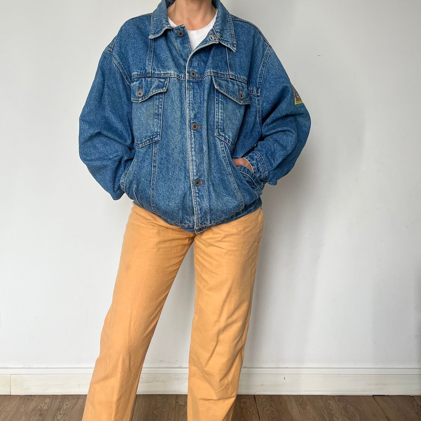 Vintage bomber blue Denim cotton jacket