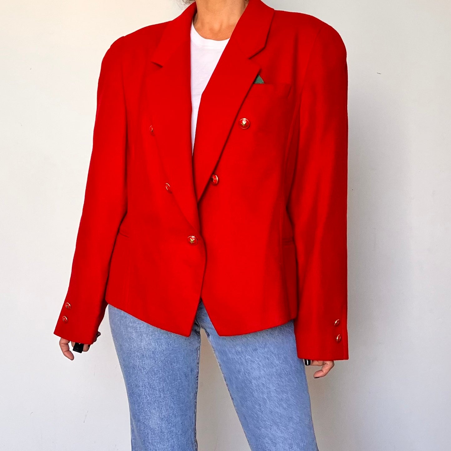 Vintage red wool Cashmere Blazer