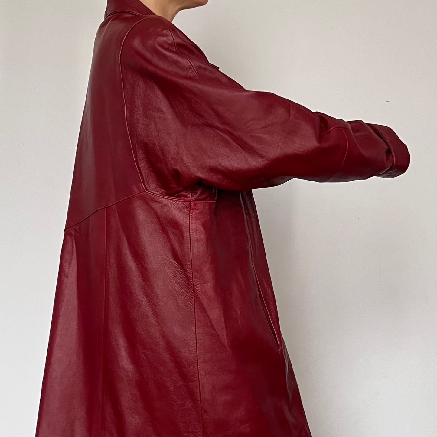 Vintage Burgundy leather trench