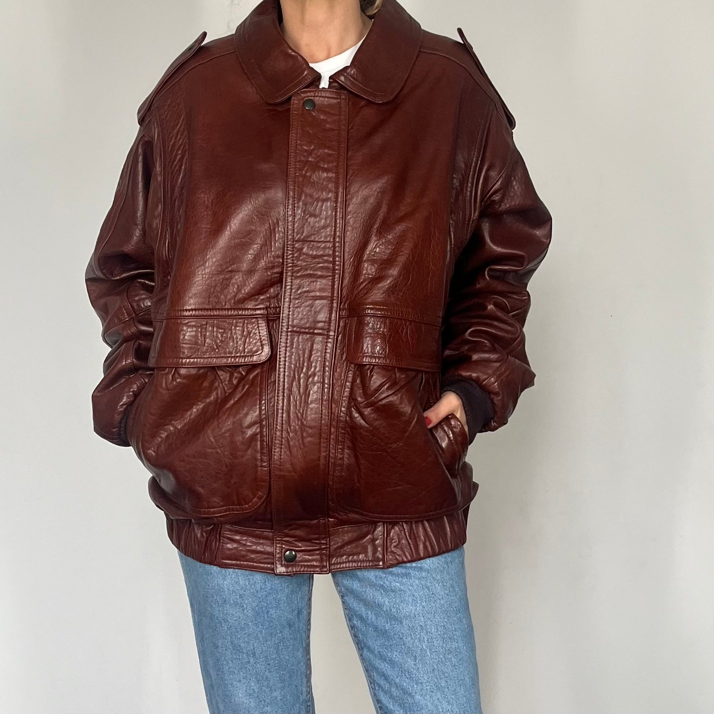 Vintage Burgundy Bomber Jacket