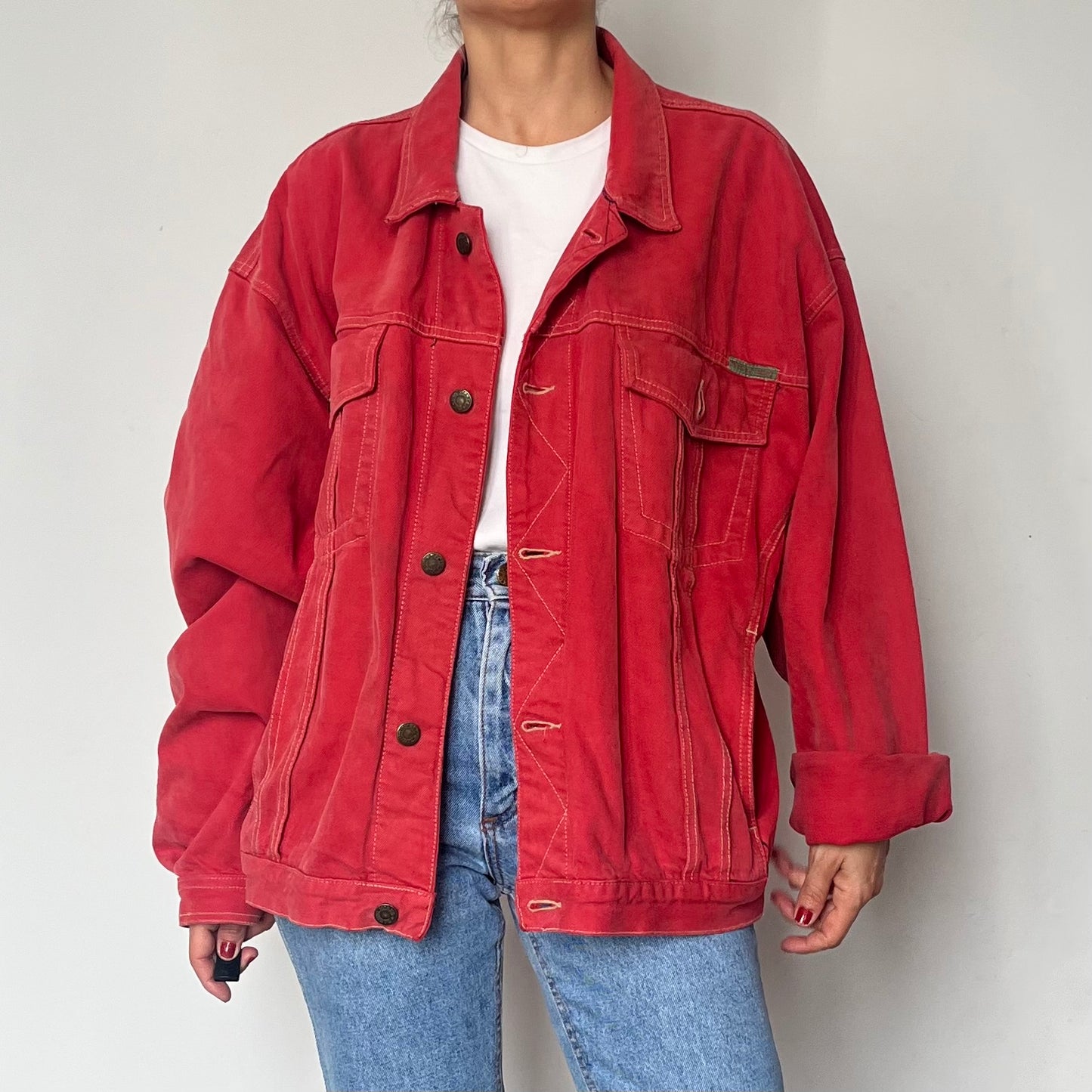 Vintage Oversized Coral Denim jacket