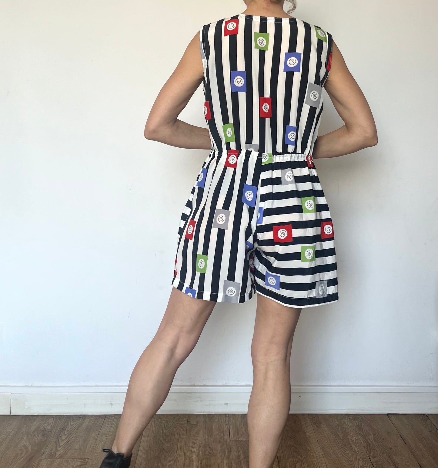 Vintage striped Romper with pockets
