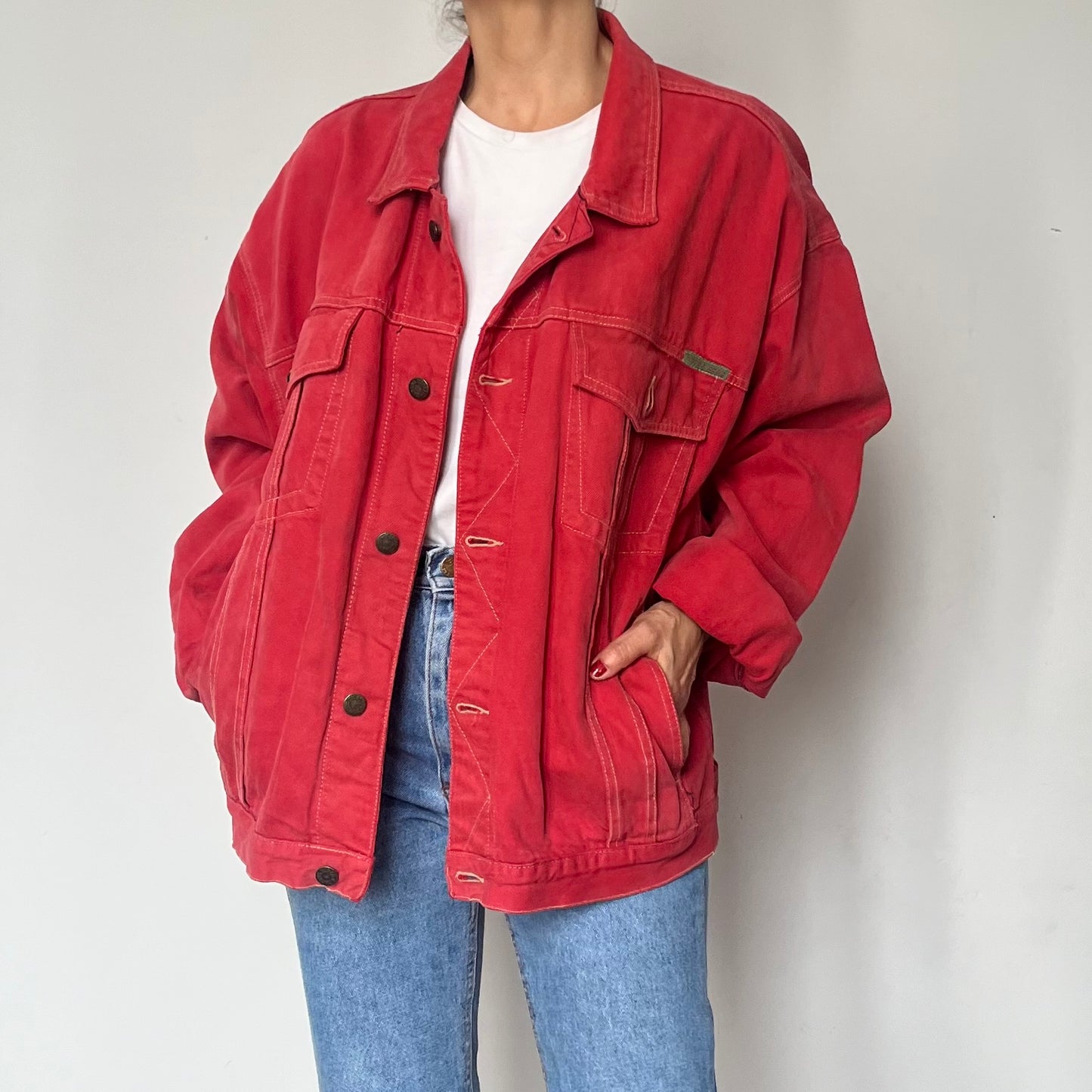 Vintage Oversized Coral Denim jacket