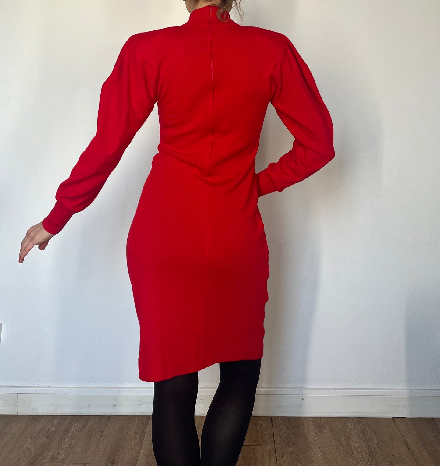 Vintage Long sleeves Red Dress