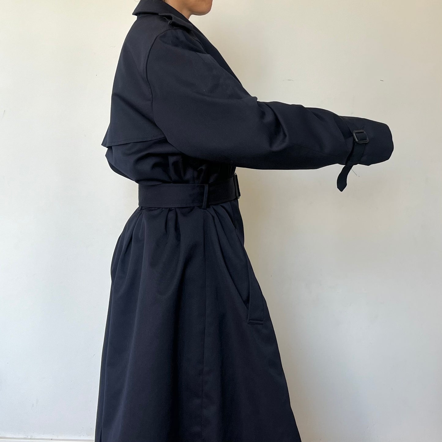 Vintage Blue Long Trench Coat