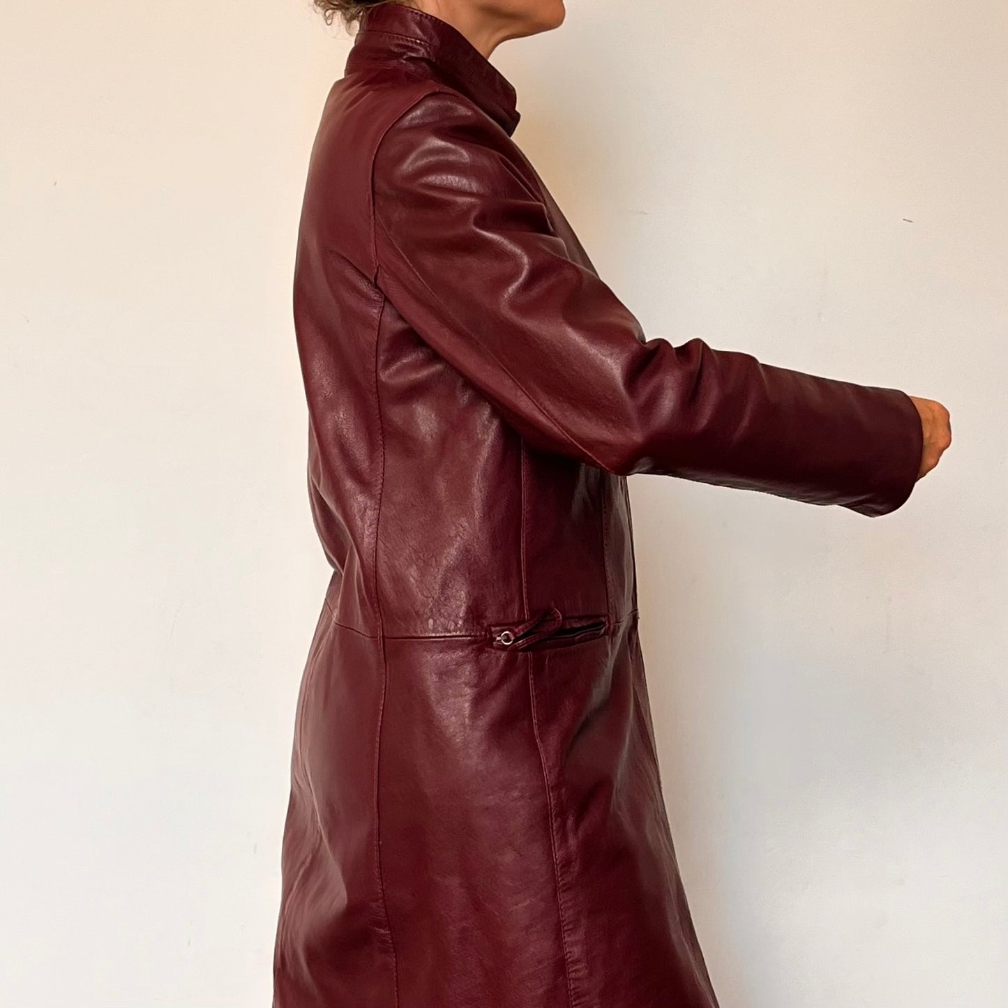 Vintage Burgundy leather trench