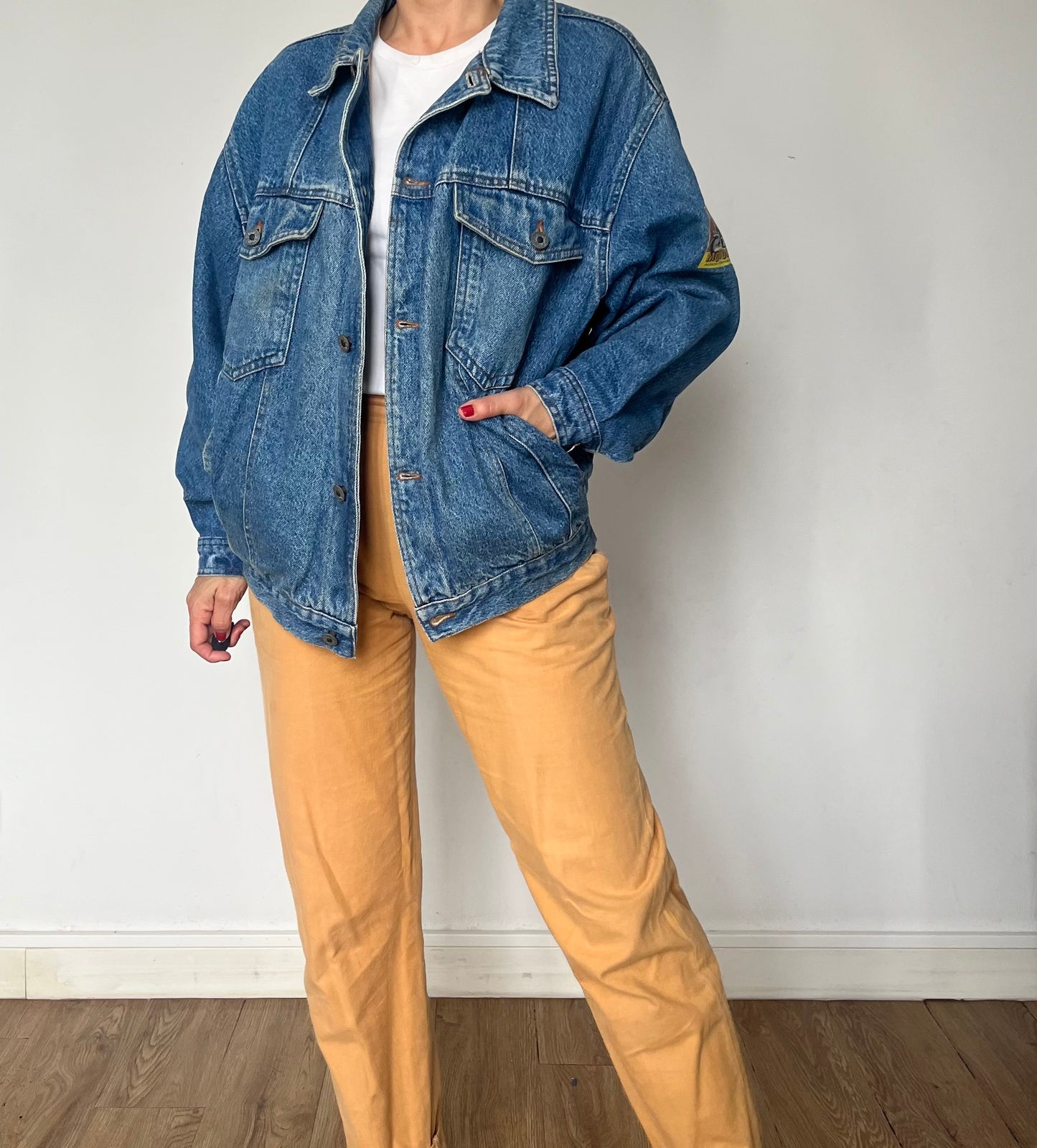 Vintage bomber blue Denim cotton jacket