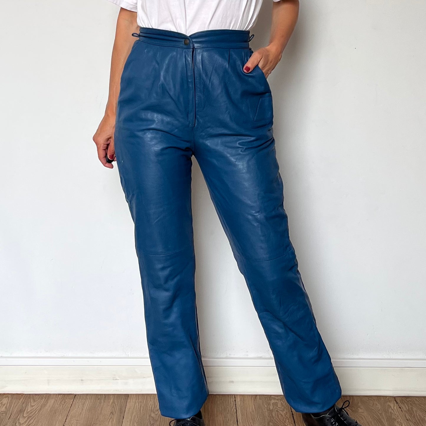 Blue Leather trousers