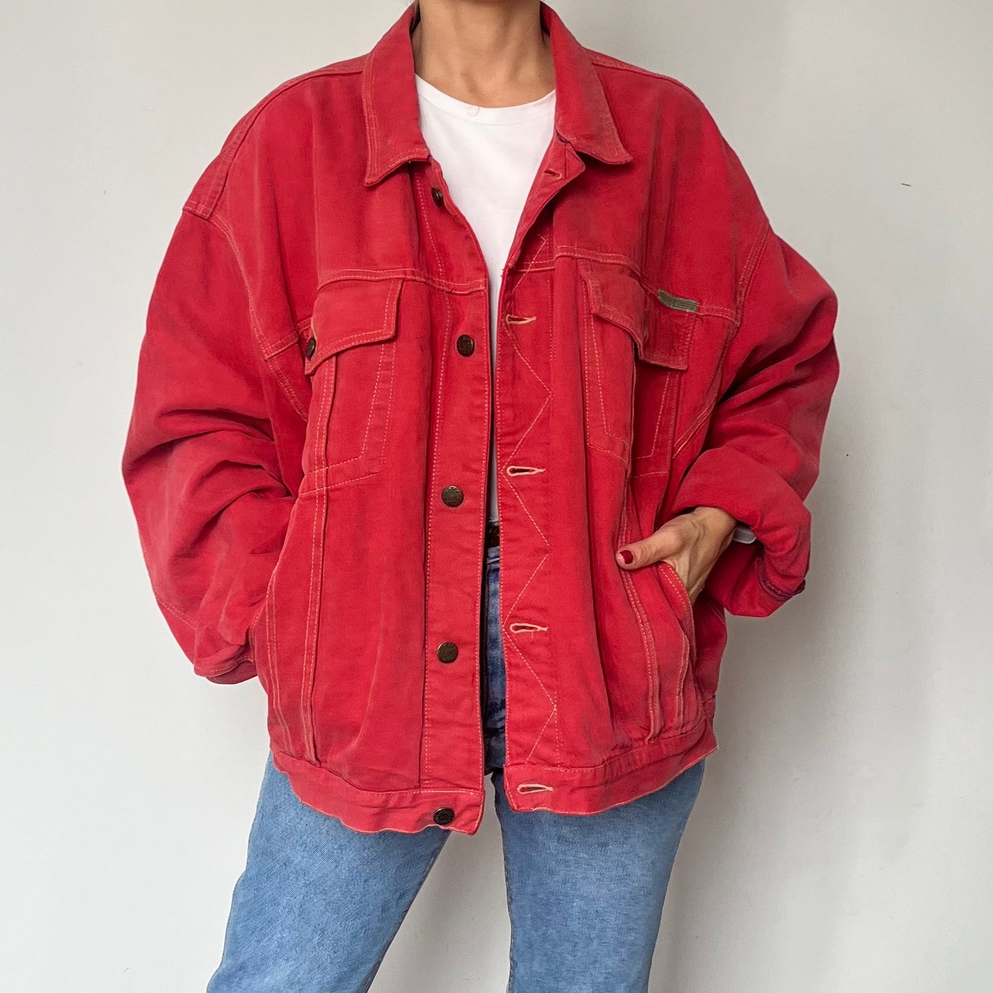 Vintage Oversized Coral Denim jacket