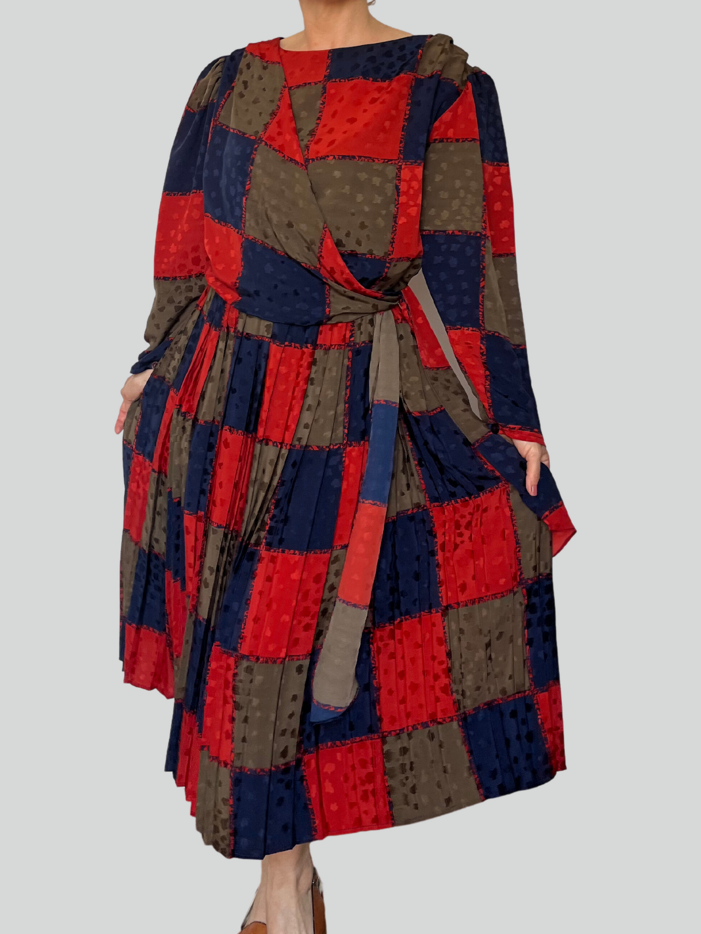 Vintage Wrap Plaid Dress