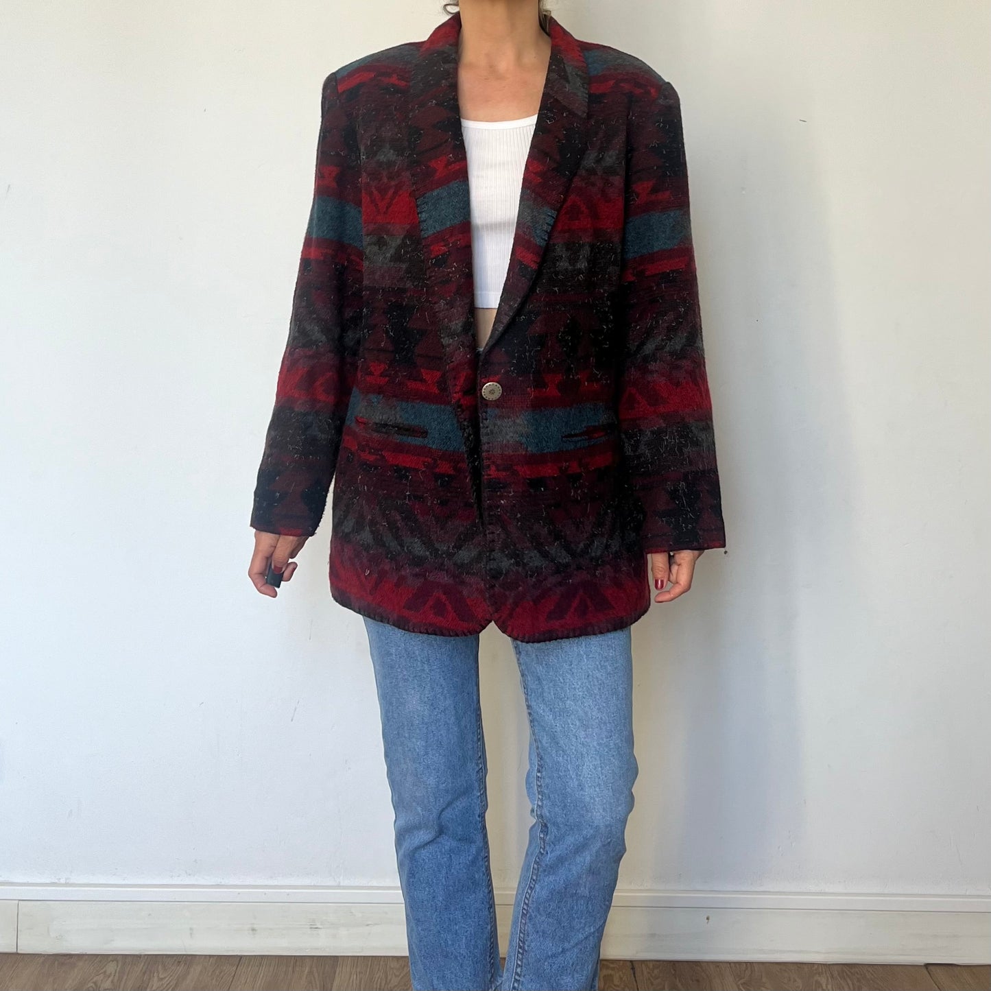 Vintage Abstract Wool Blazer