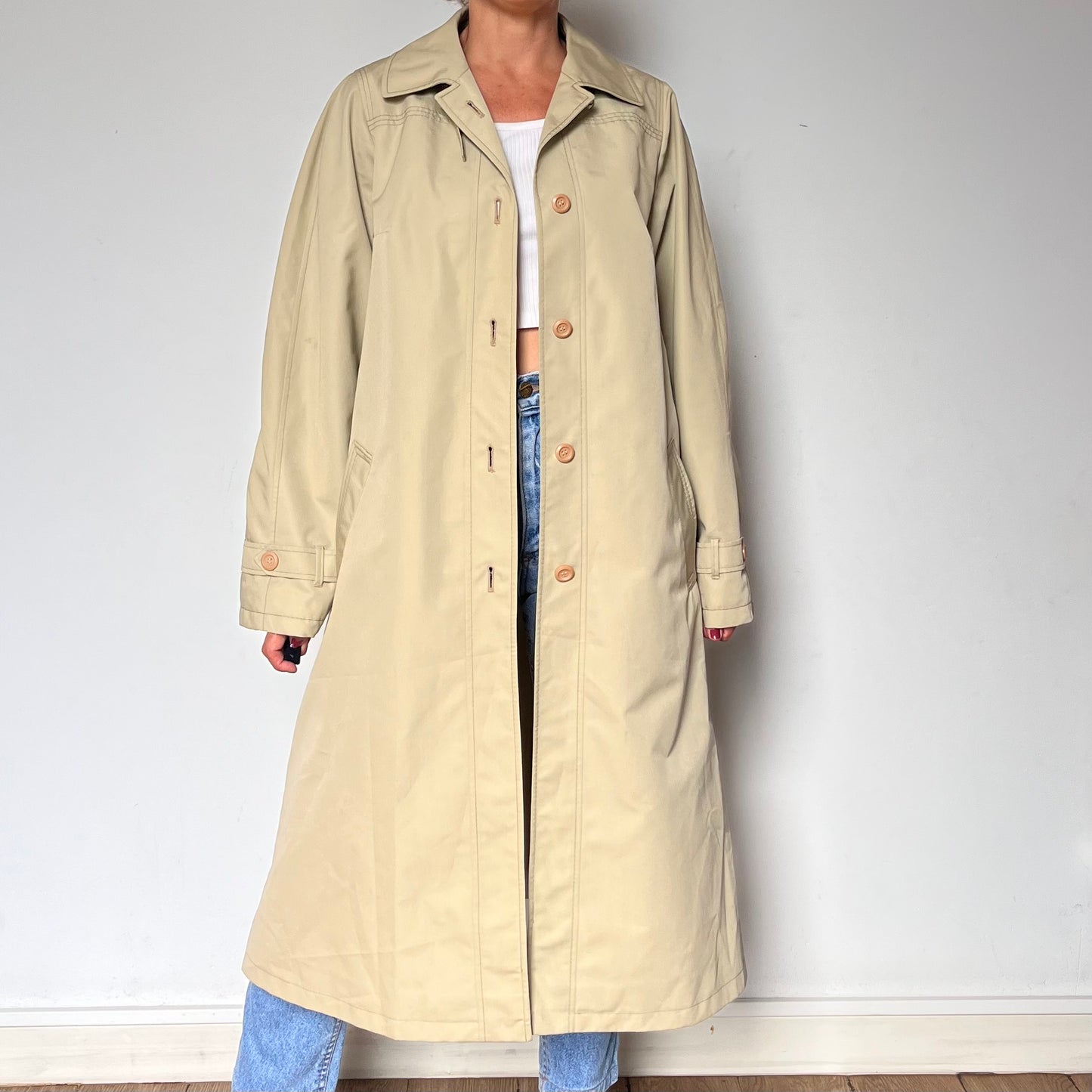 Vintage Waterproof Beige Trench Coat