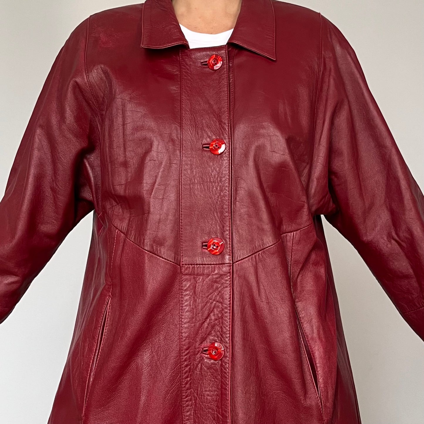 Vintage Burgundy leather trench