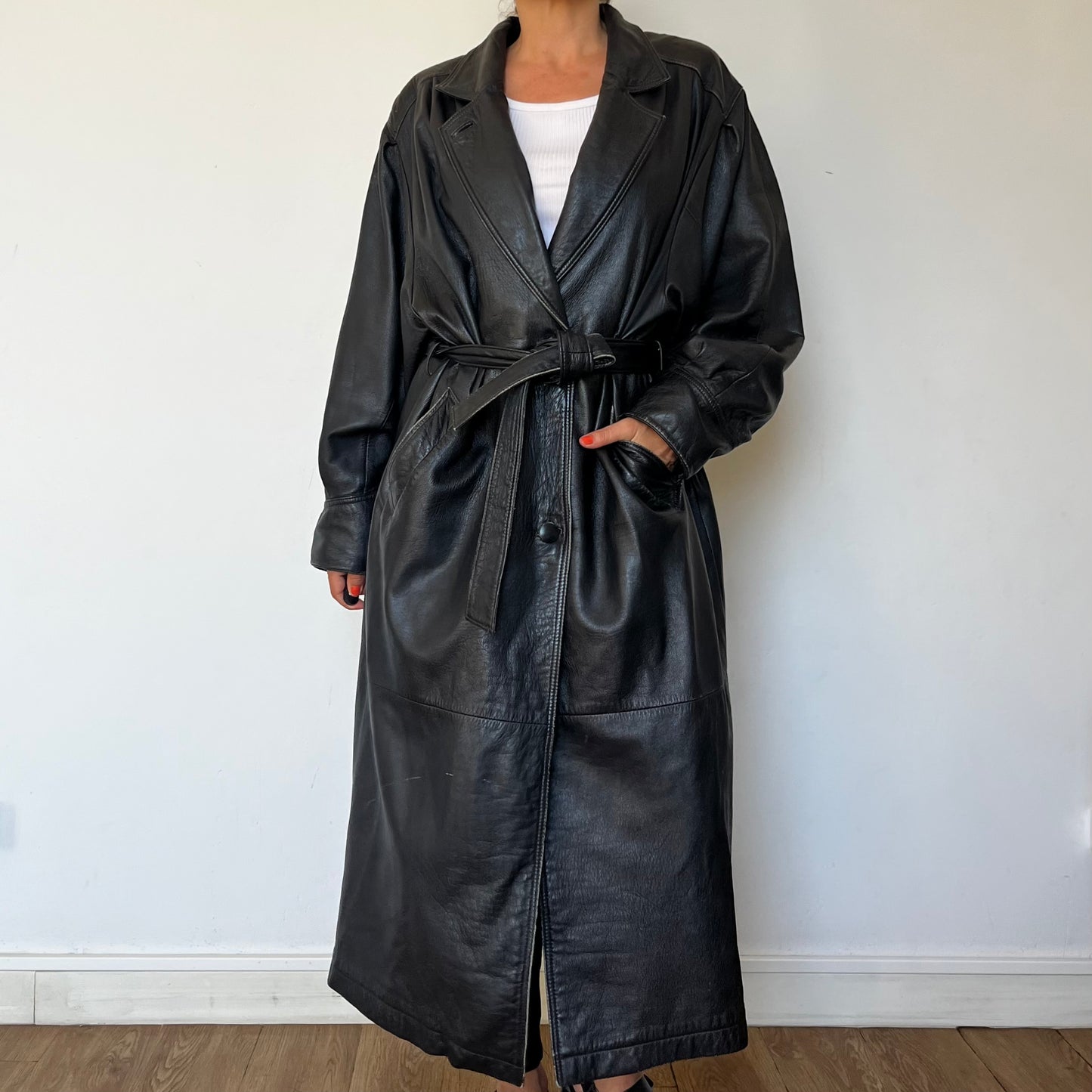 Vintage long trench coat with belt