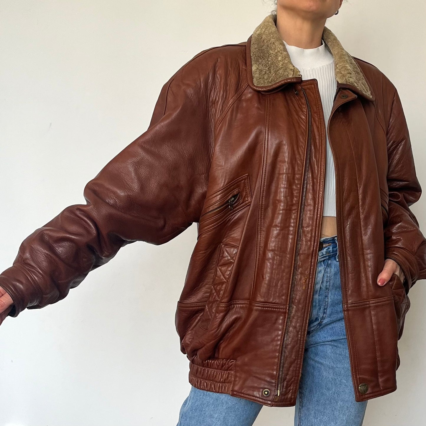 Vintage Aviator Sherpa bomber Jacket