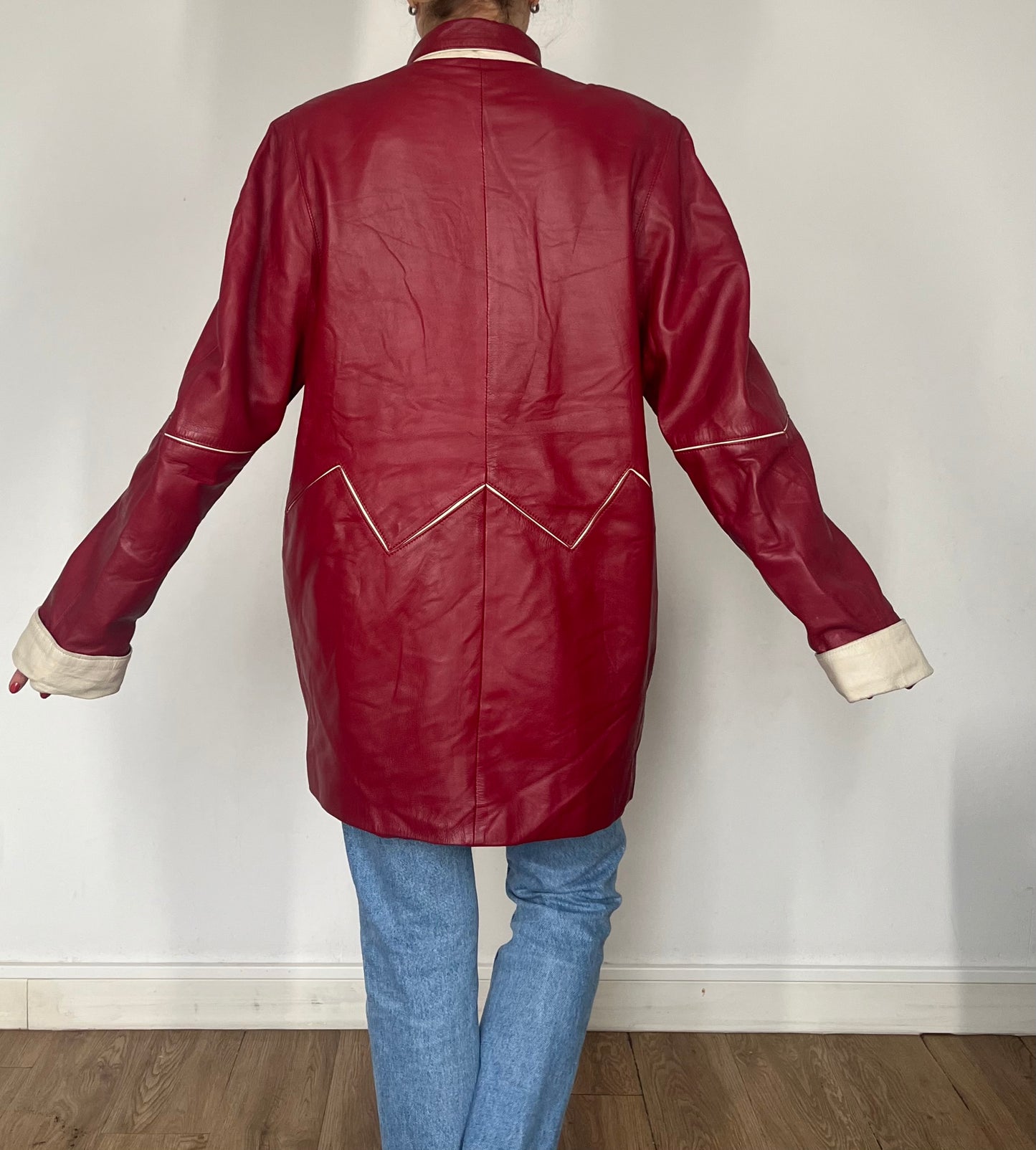 Vintage Red & White leather jacket