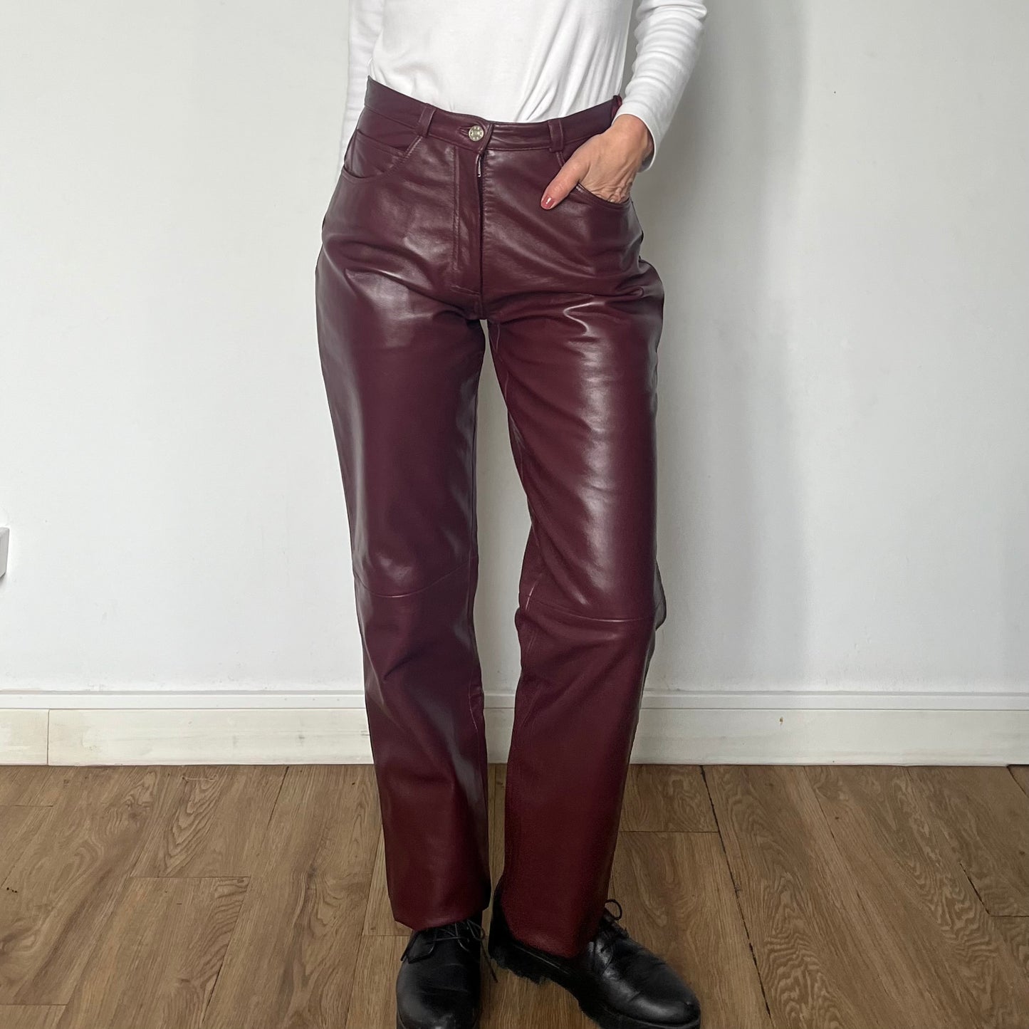 Burgundy Leather trousers