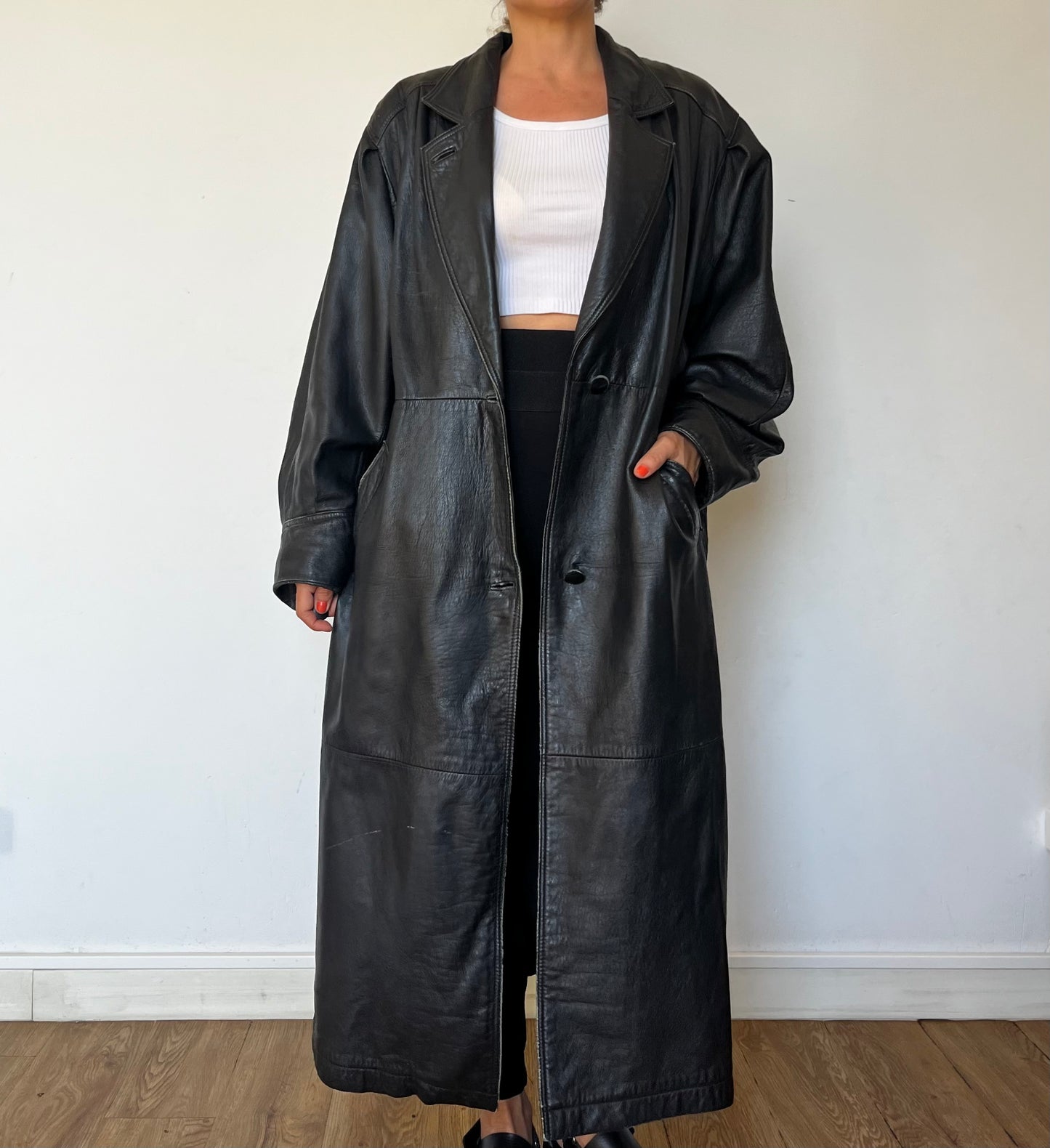 Vintage long trench coat with belt