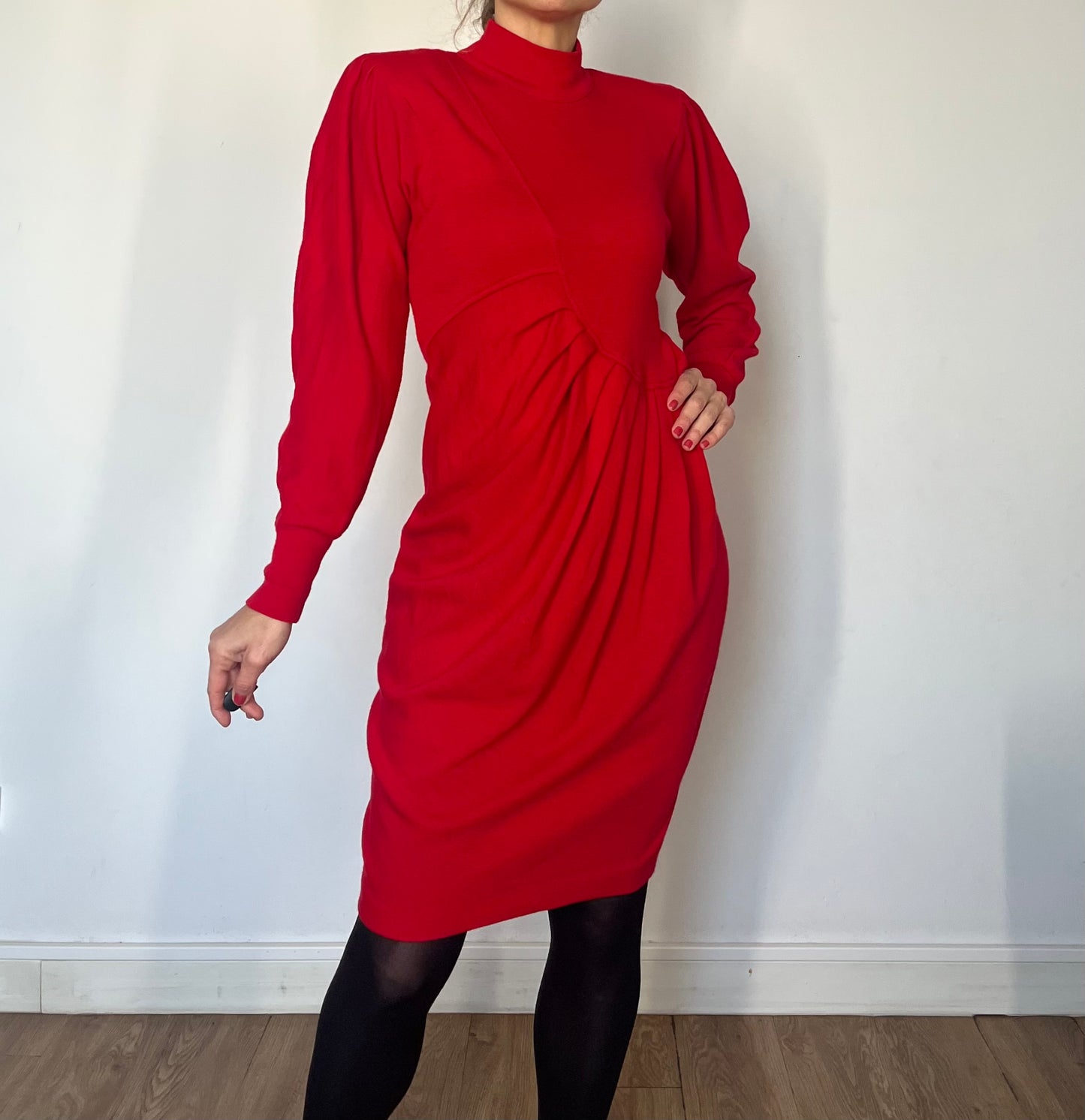 Vintage Long sleeves Red Dress