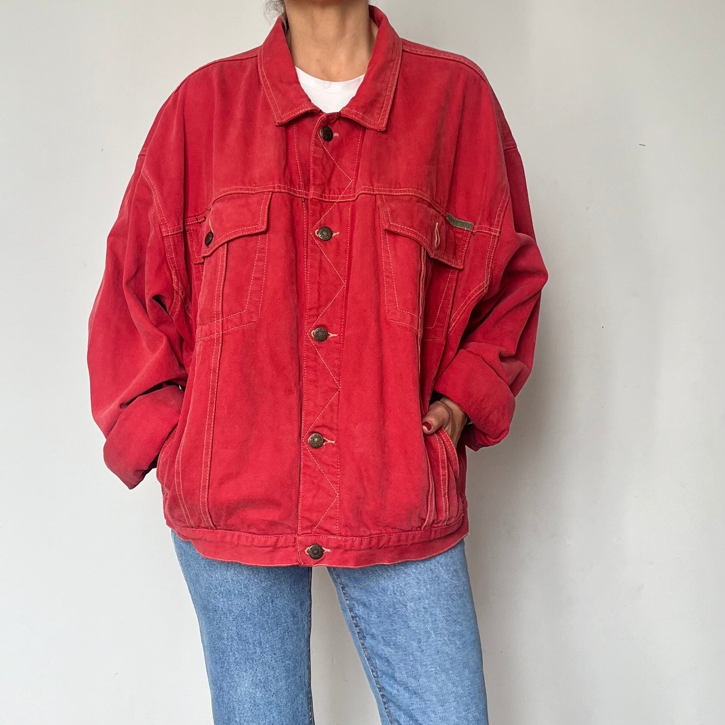 Vintage Oversized Coral Denim jacket