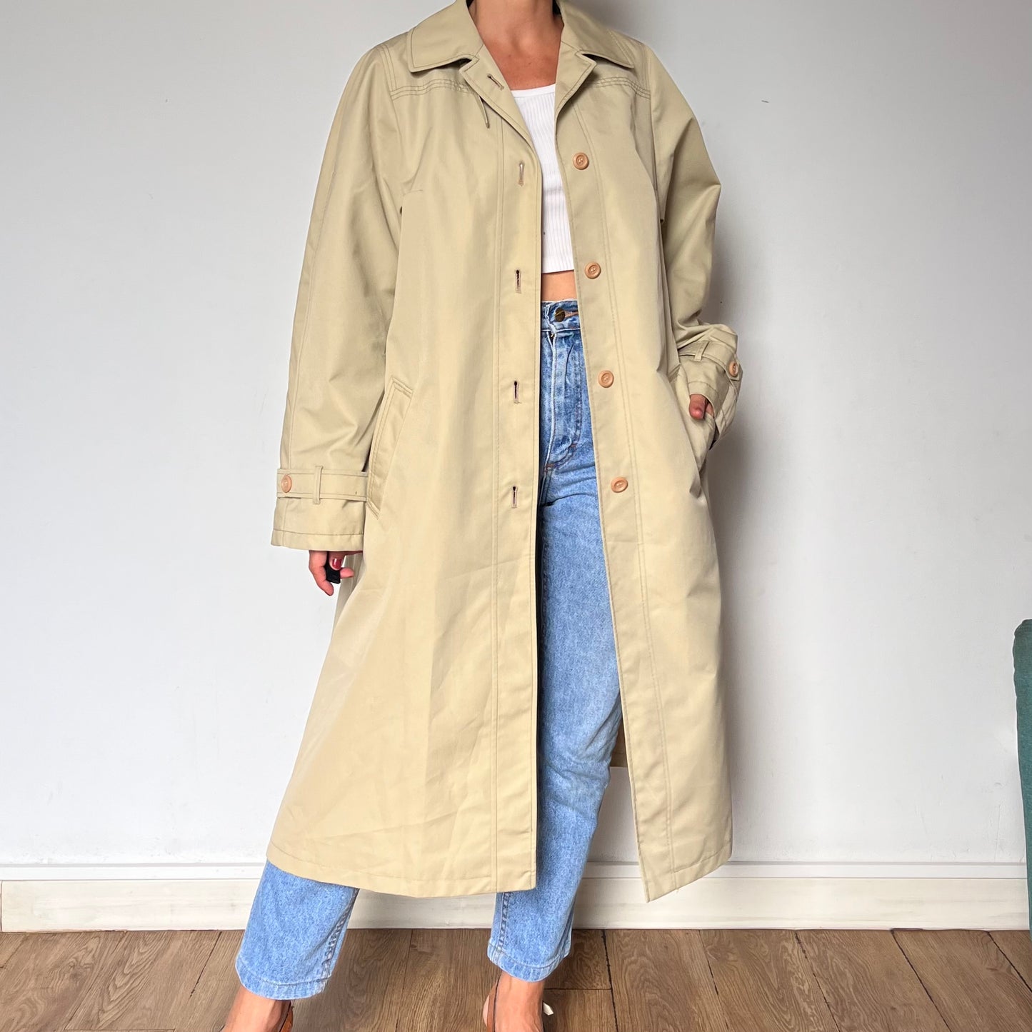 Vintage Waterproof Beige Trench Coat