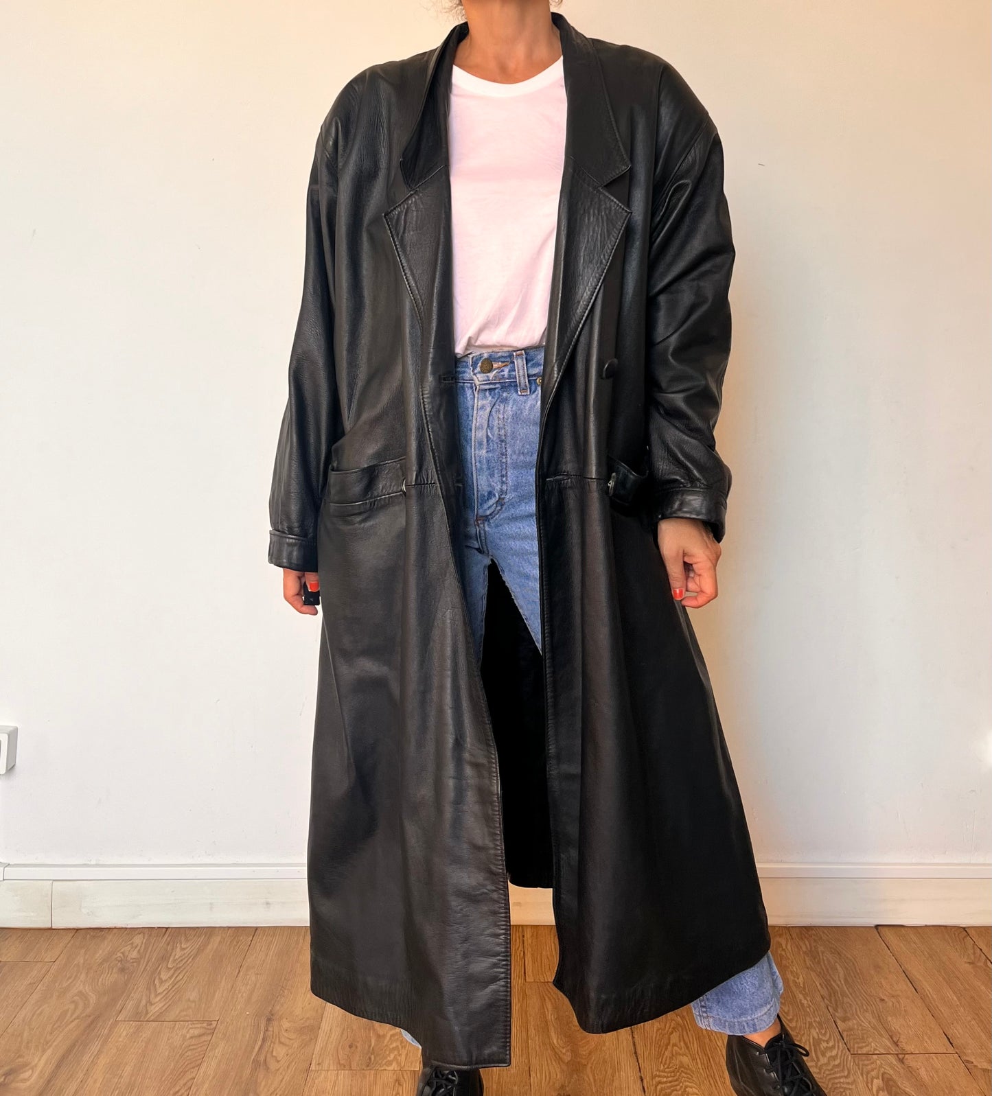 Vintage long trench coat with belt