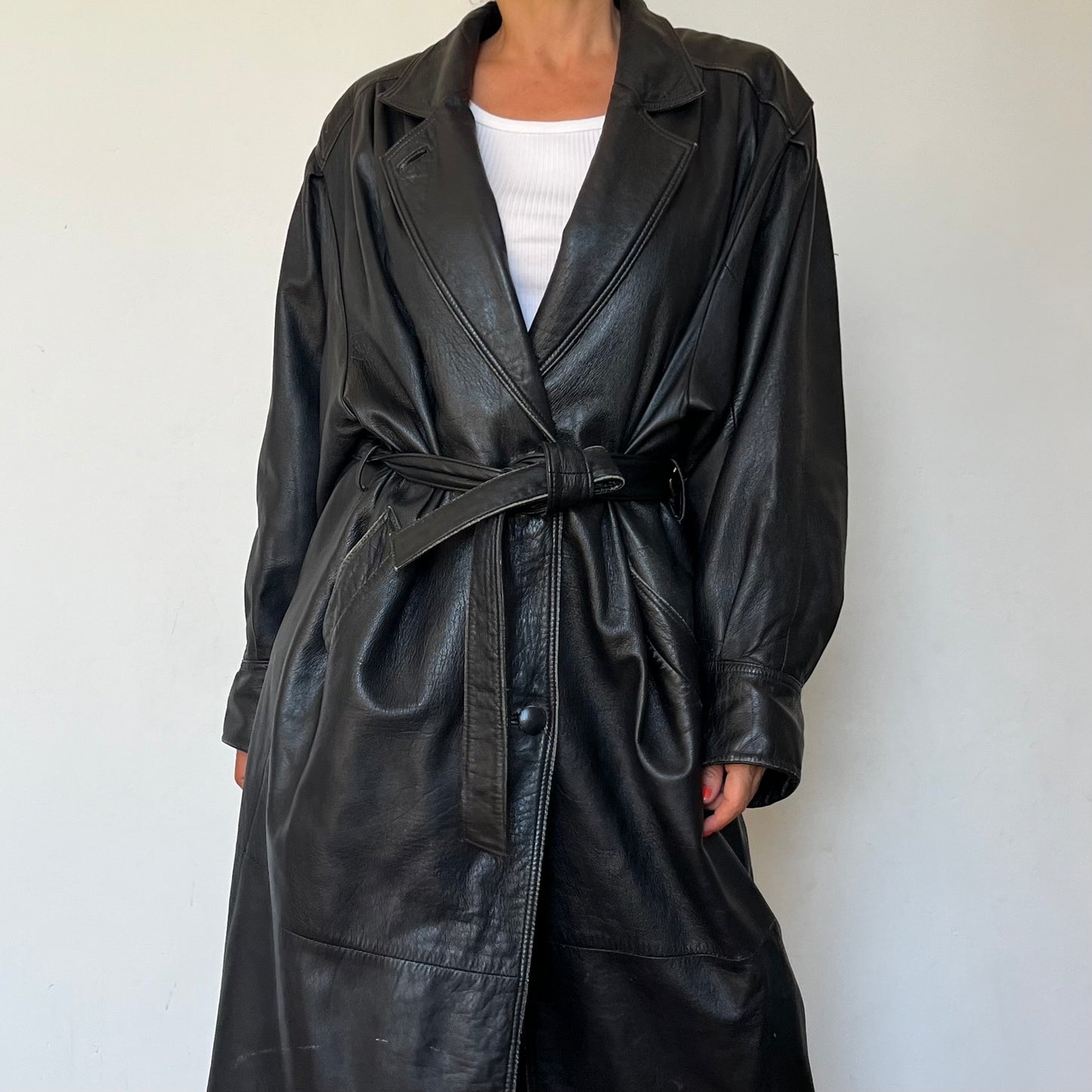 Vintage long trench coat with belt