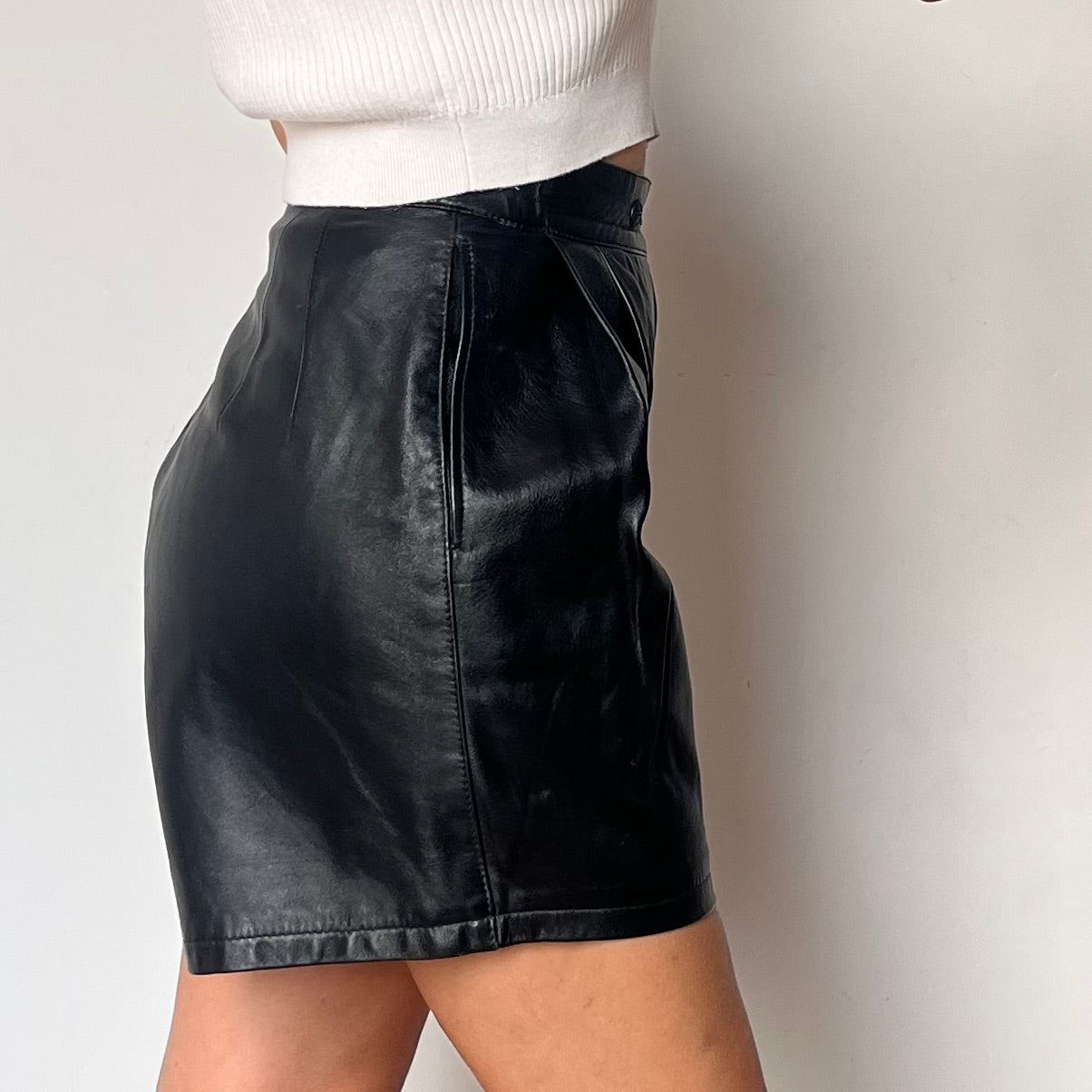 Black Leather bermudas