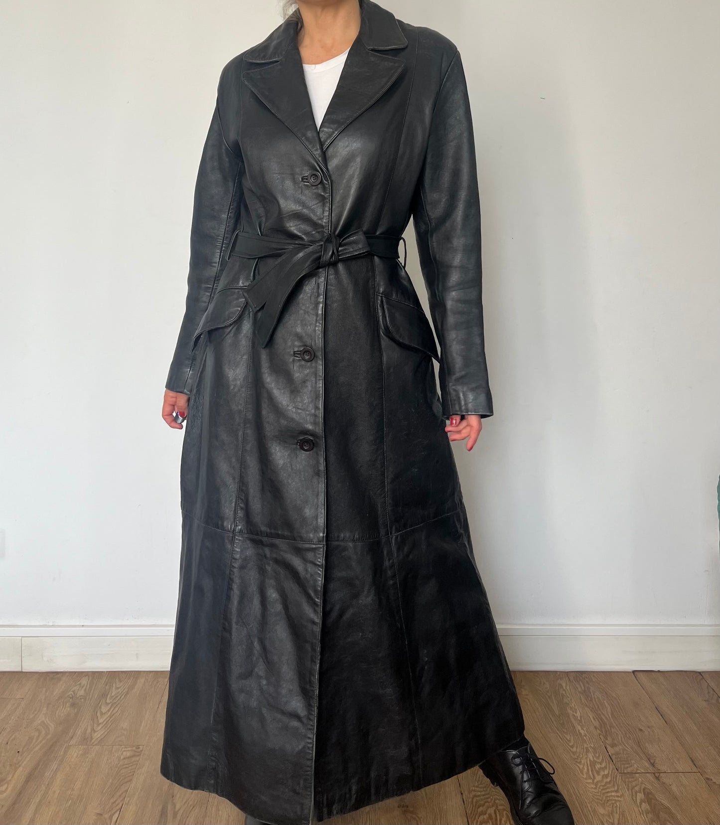 Vintage long trench coat with belt