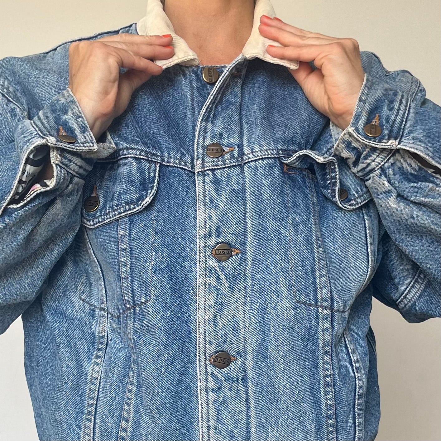 Vintage bomber blue Denim cotton jacket